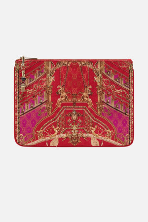Product view of CAMILLA small clutch in red  Sweet Soprano print 
