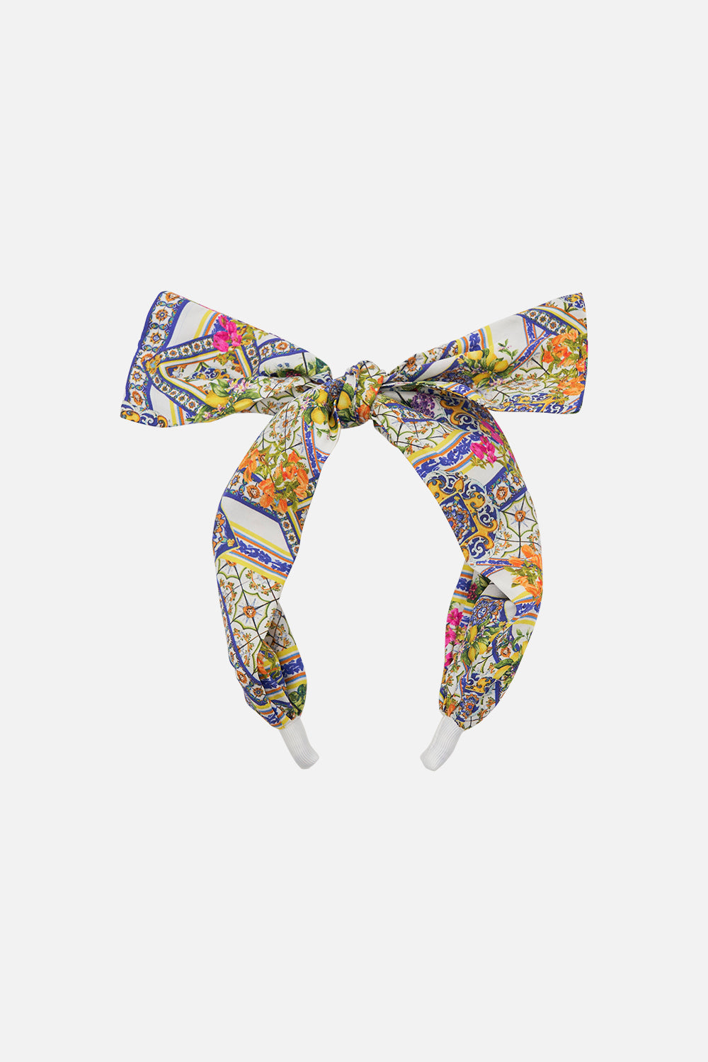 Product view of CAMILLA silk tie headband in Amalfi Amore print