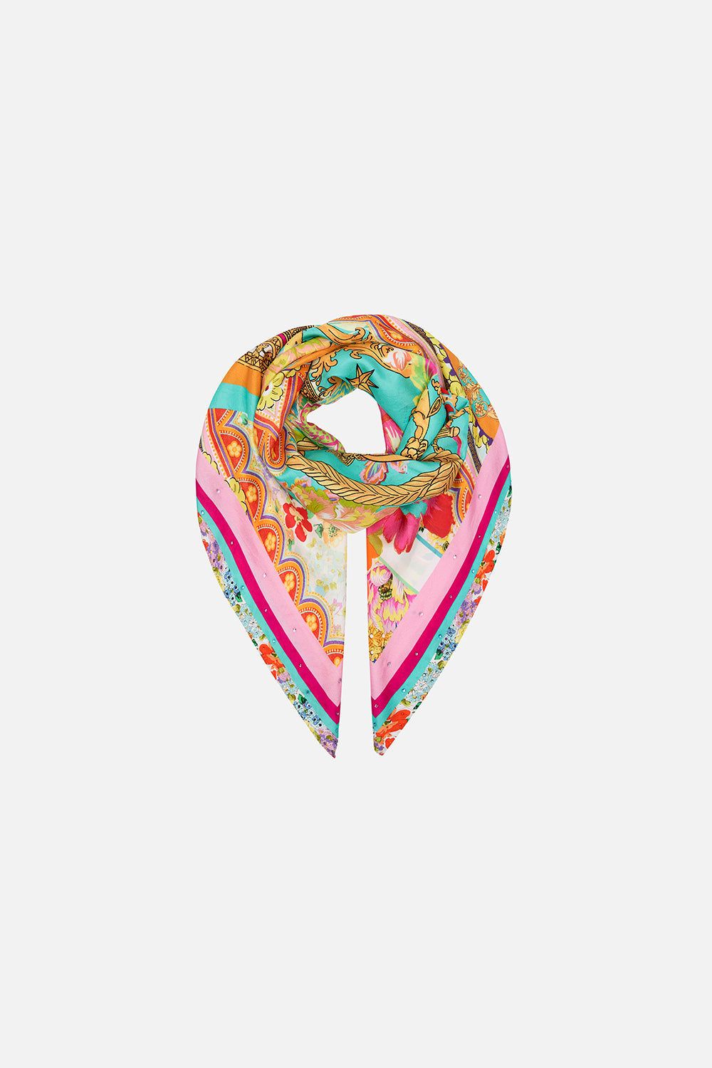 Product view of CAMILLA large silk square scarf in An Italian Welcome print