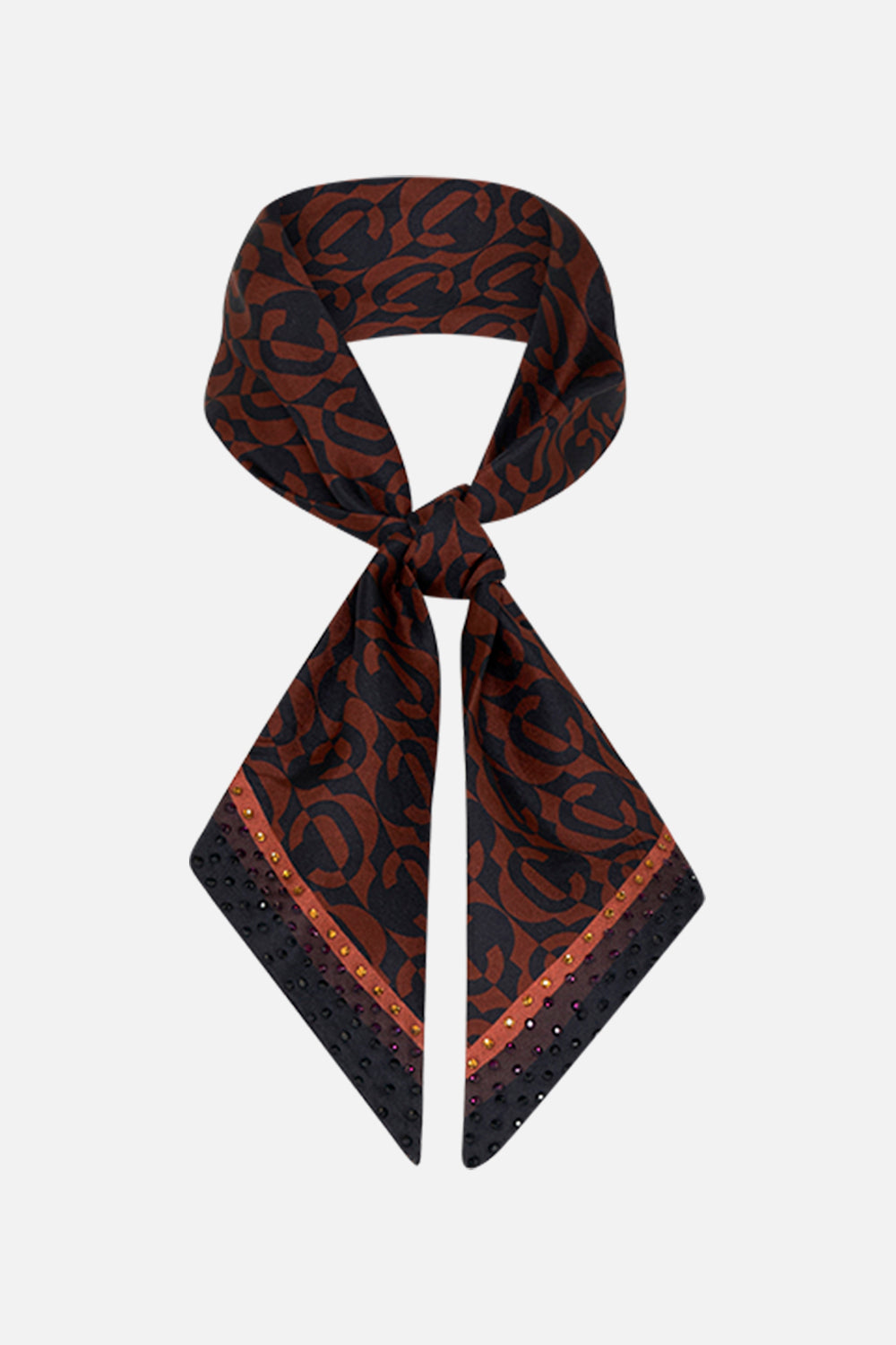 The CAMILLA SKINNY NECK SCARF FEELING FRESCO in our FEELING FRESCO print.