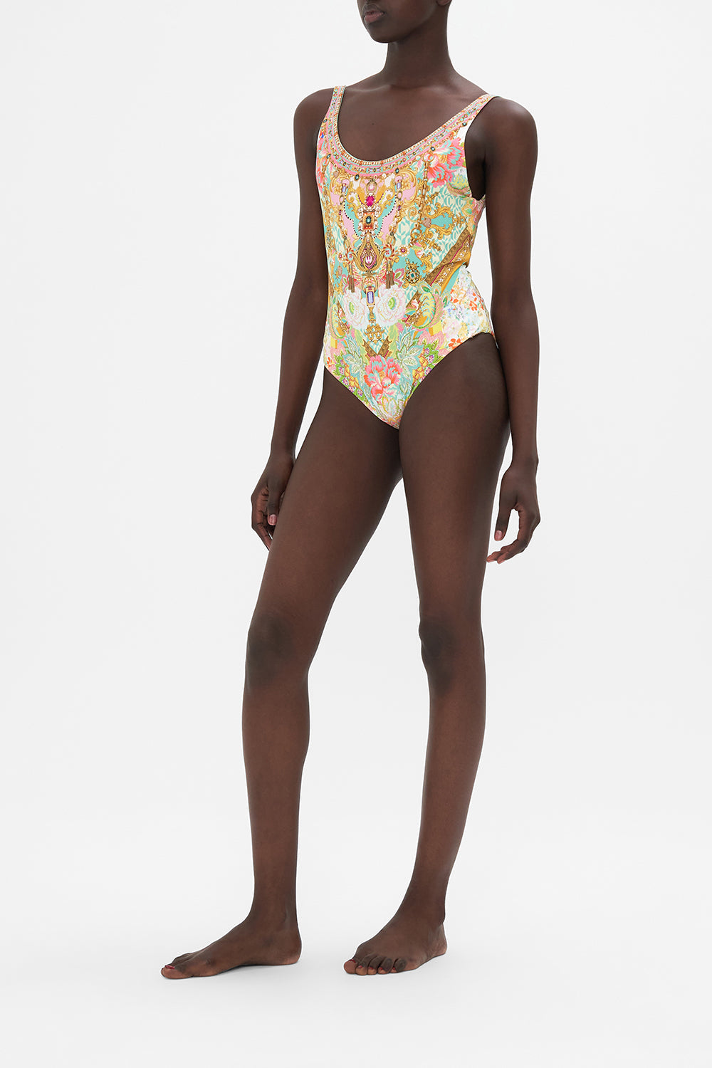 Product view of CAMILLA swimwear reversible one piece swimsuit in An Italian Welcome print