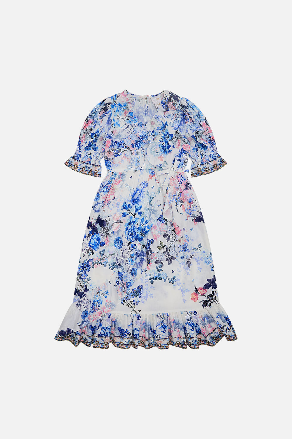 Product view of MILLA BY CAMILLA kids floral wrap dress in Tuscan Moondance print