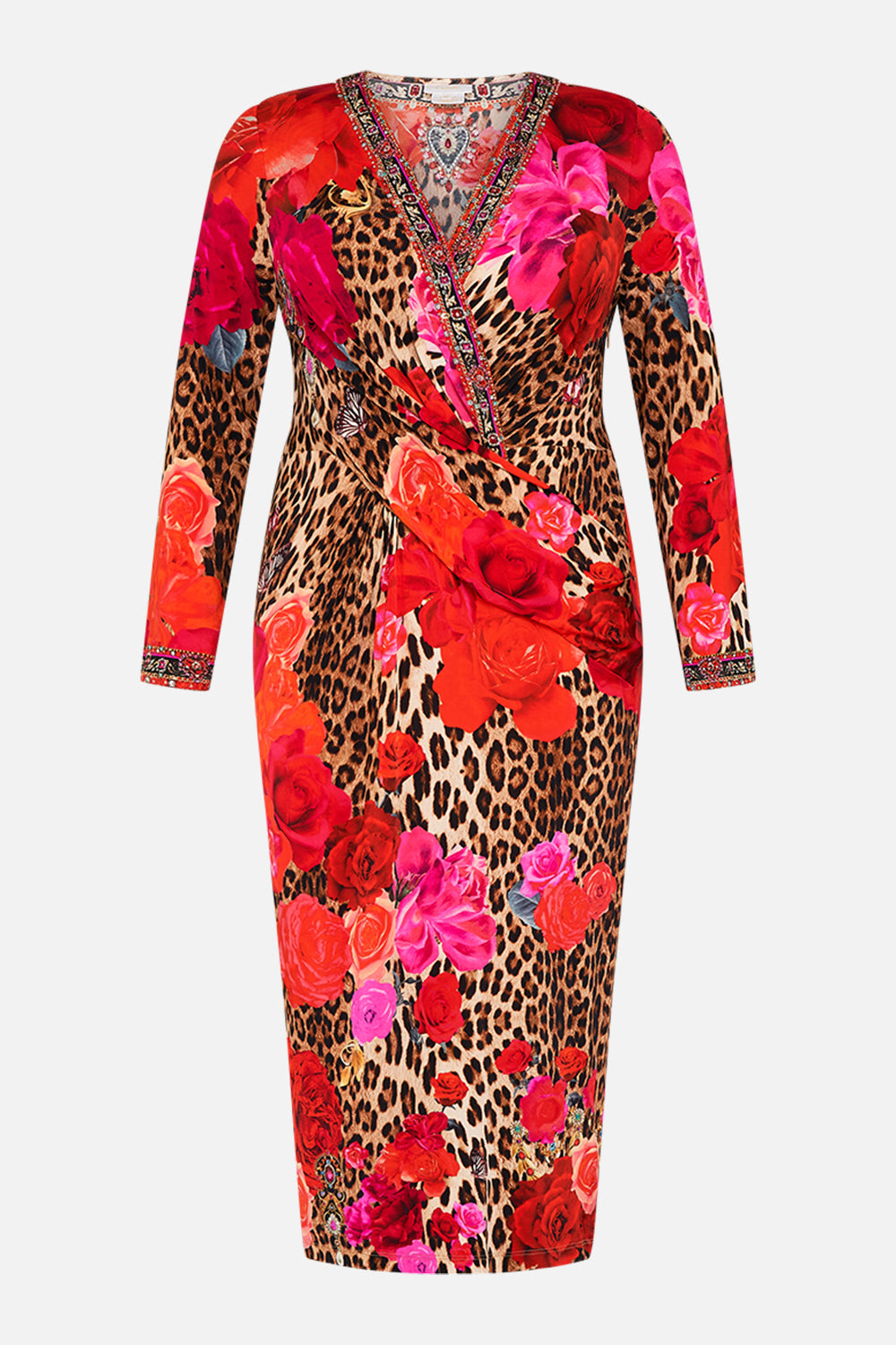 V-NECK MIDI CROSS FRONT DRESS HEART LIKE A WILDFLOWER