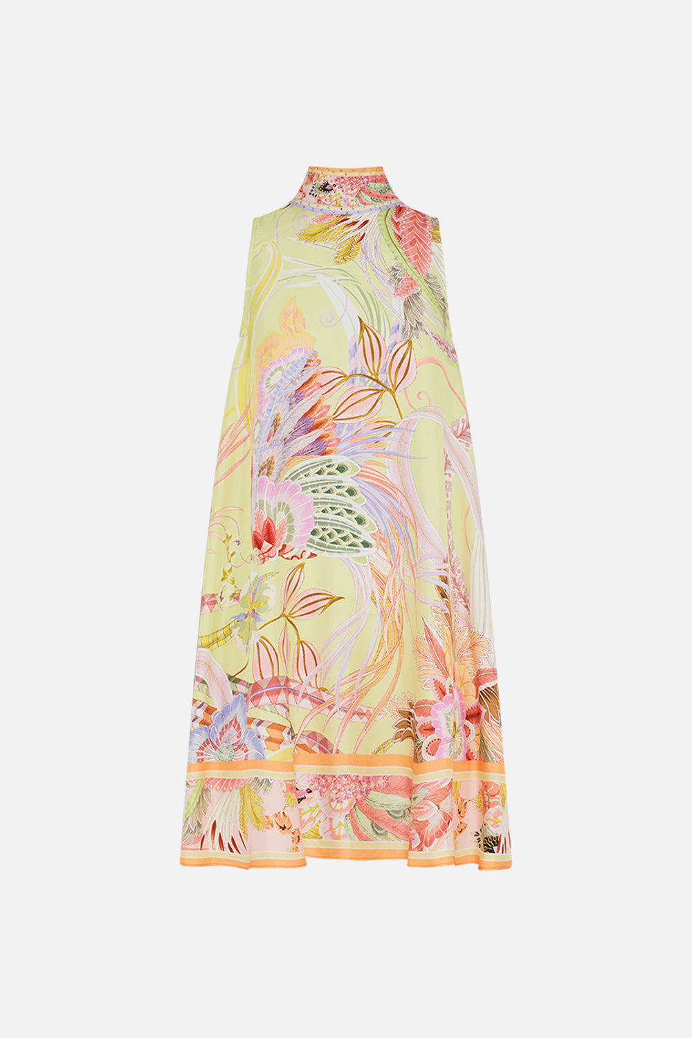 CAMILLA back neck tie short dress in Cosmic Tuscan print