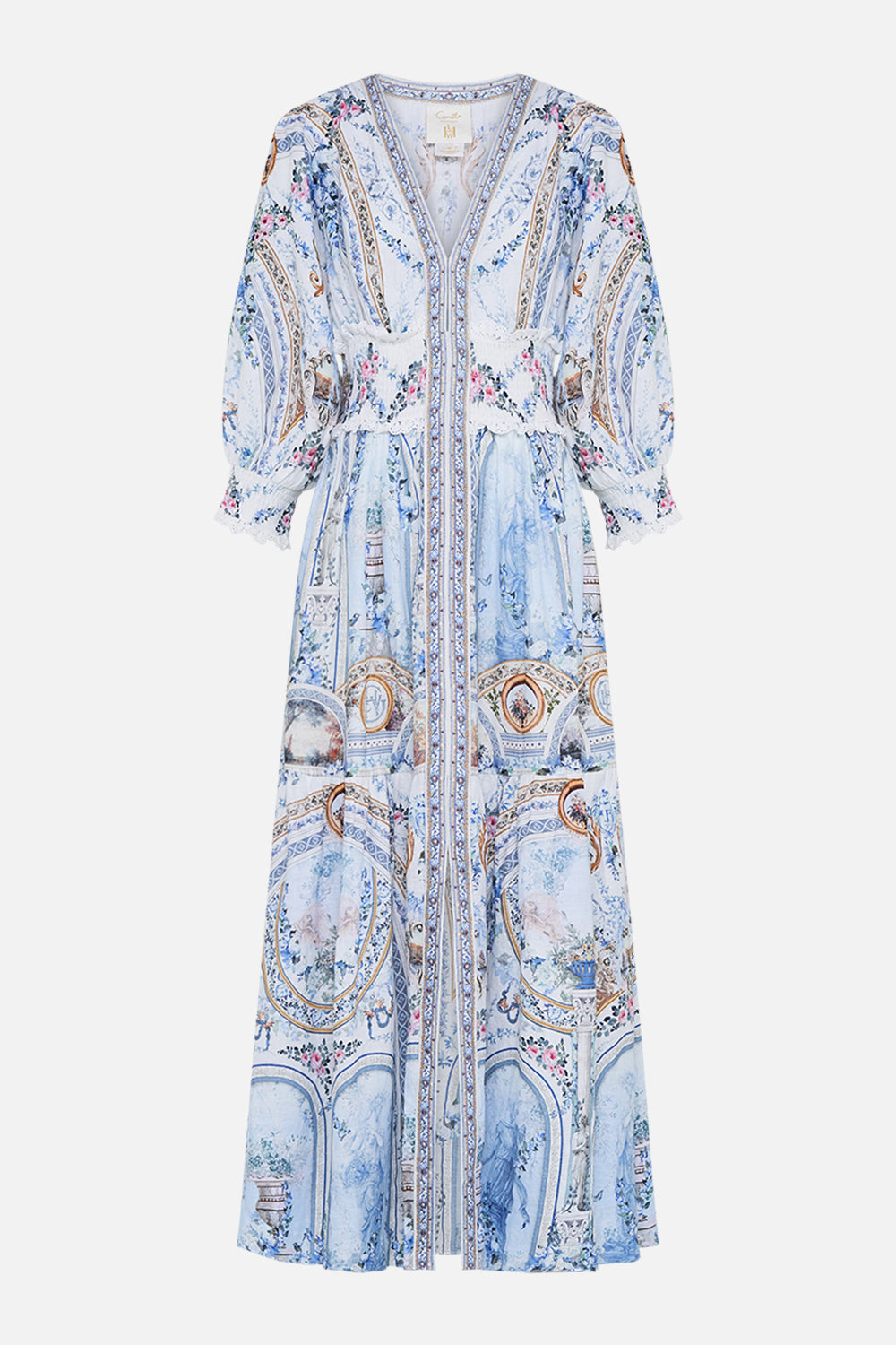 Product view of CAMILLA silk maxi dress in Season Of The Siren print 