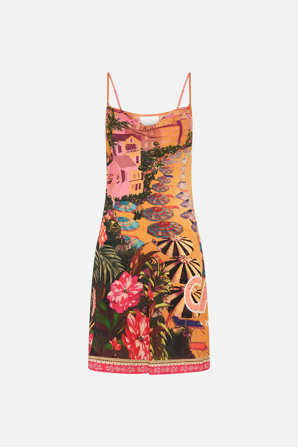 CAMILLA silk slip dress in Capri Me print