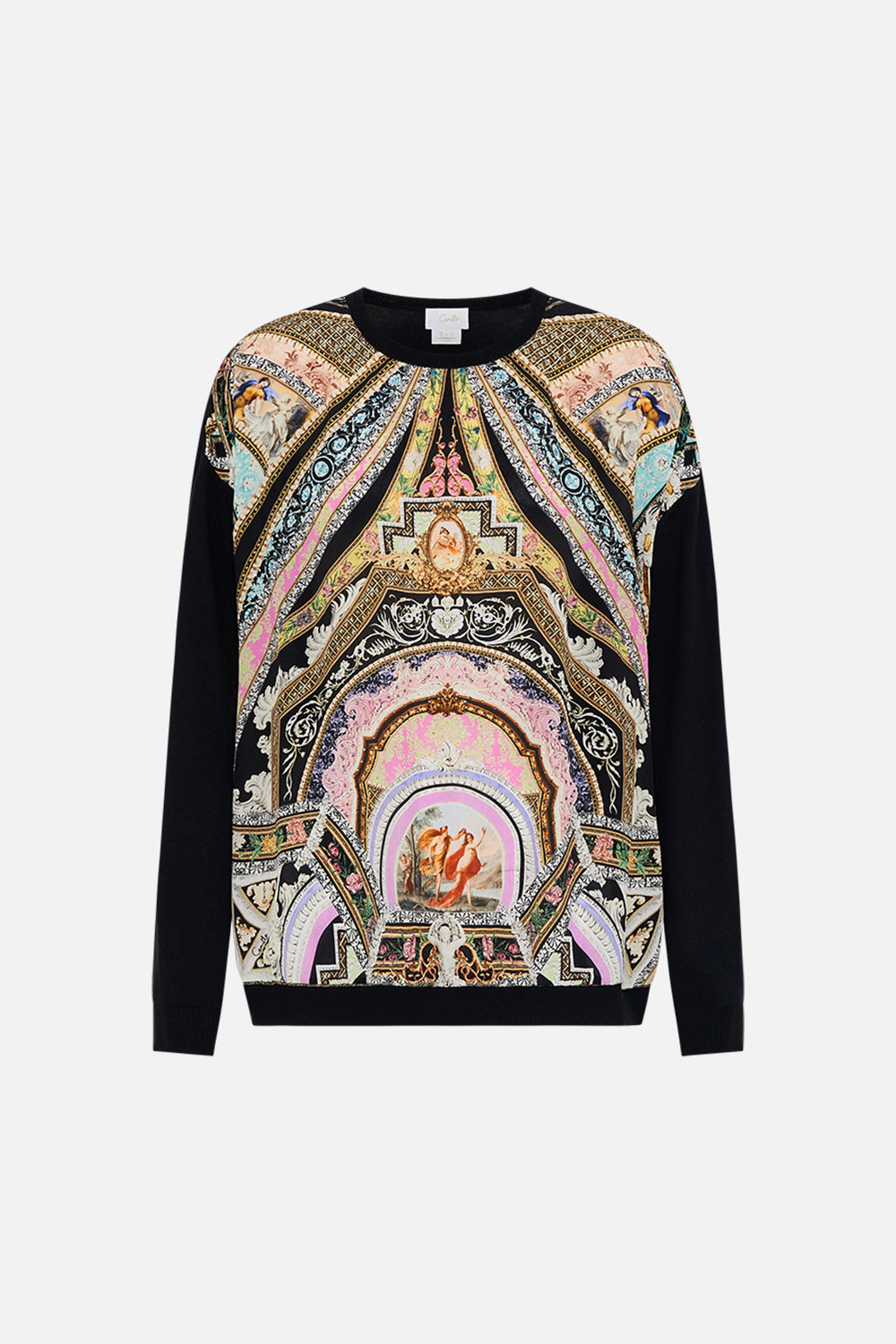 Product view of CAMILLA knit jumper in Florence Field Day print 