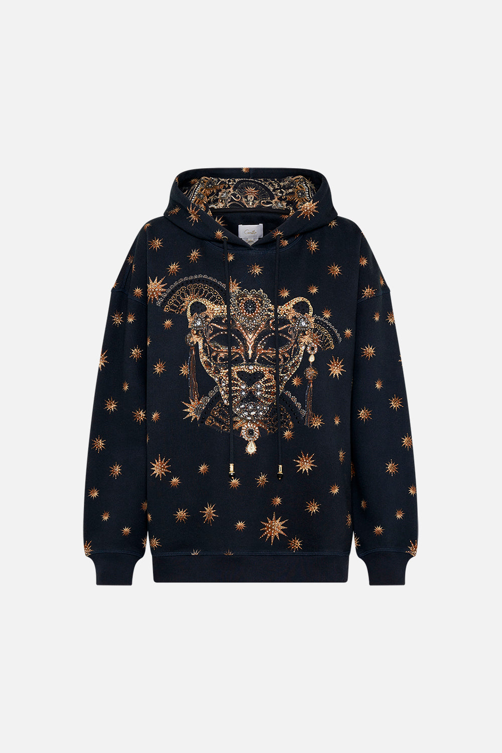 Product view of CAMILLA luxury hoody in Masked At Moonlight print