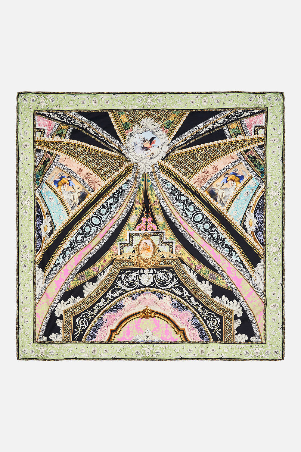 The CAMILLA LARGE SQUARE SCARF FLORENCE FIELD DAY in our  print.