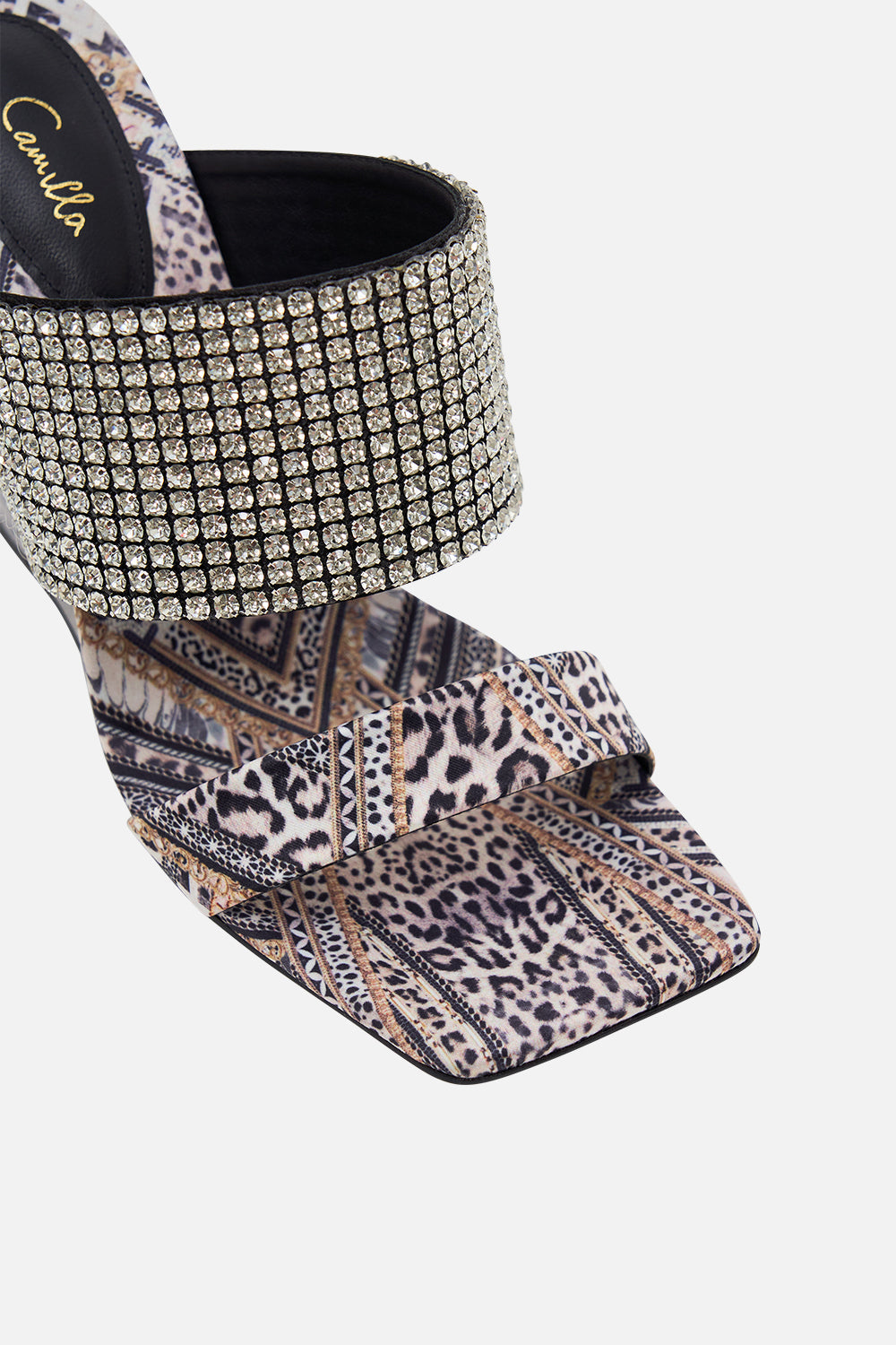 Product view of CAMILLA persepx mules in Mosaic Muse print 