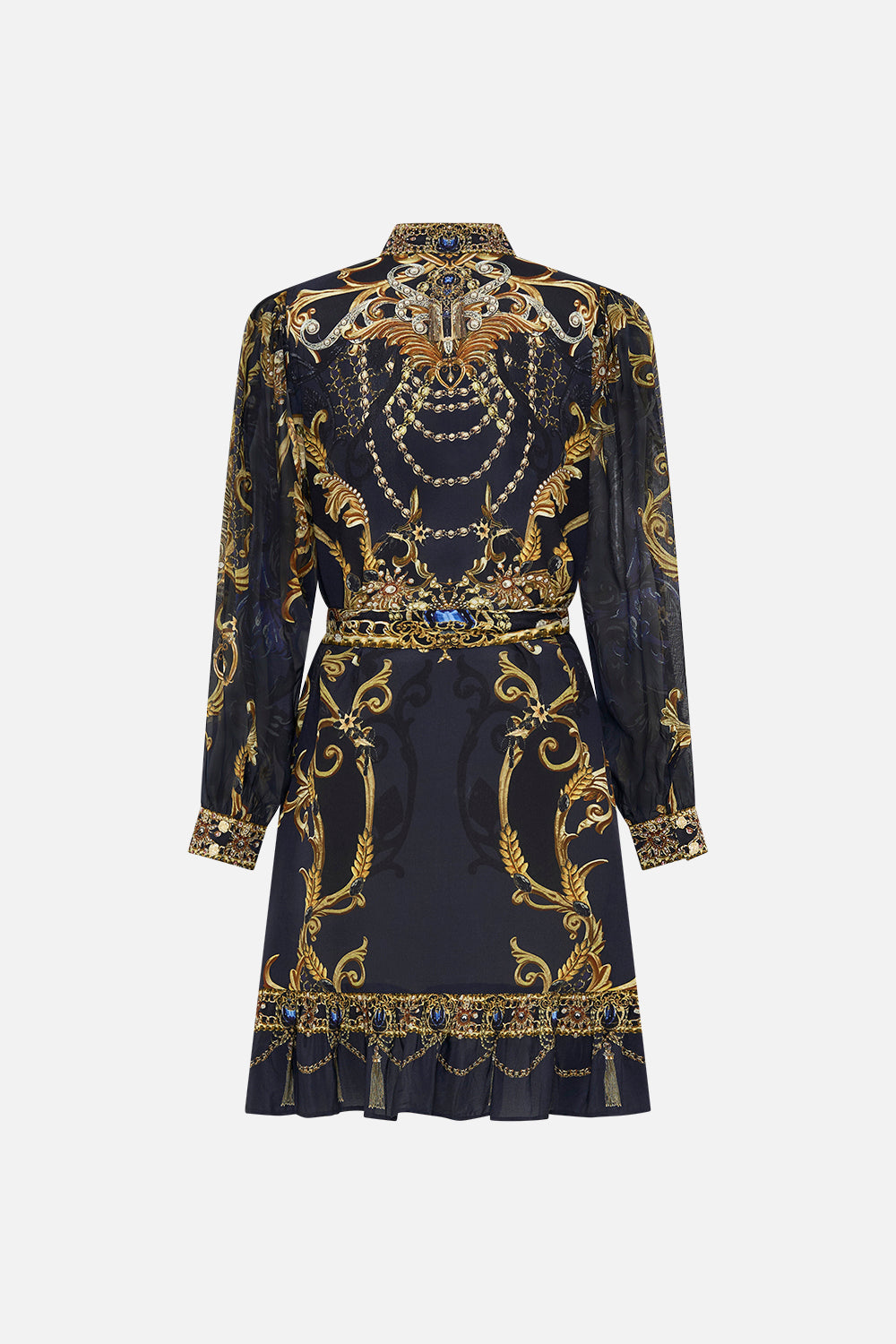 Back product view of CAMILLA silk shirt in Moonlight Melodies print