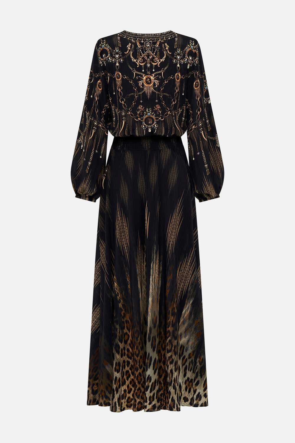 Back product view of CAMILLA silk maxi dress in Jungle Dreaming print