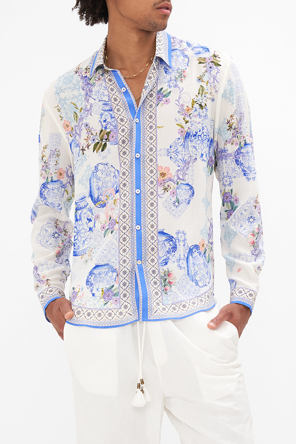 COLLARED LONG SLEEVE SHIRT PAINT ME POSITANO