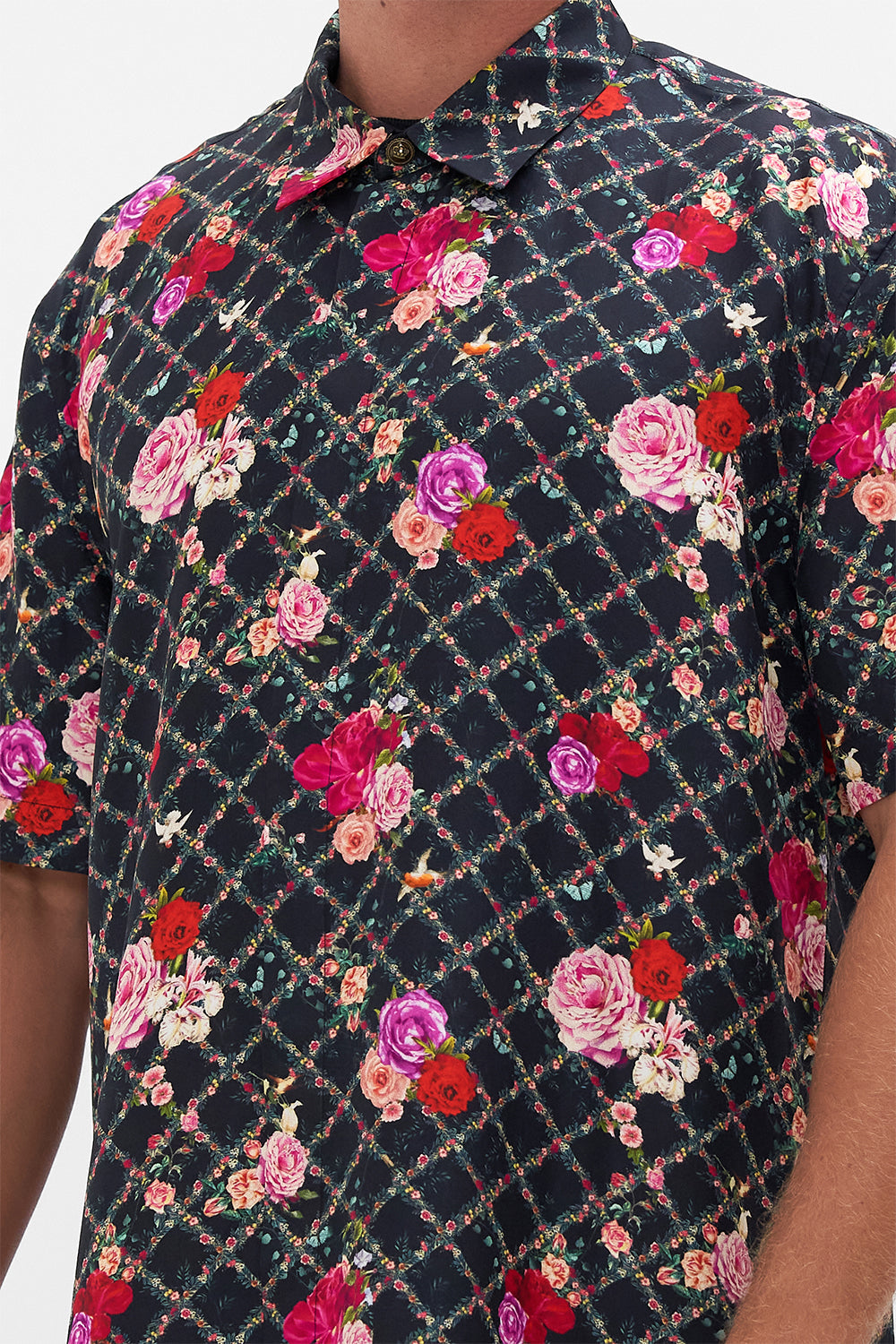 The CAMILLA OVERSIZED BUTTON THROUGH SS SHIRT RESERVATION FOR LOVE in our  print.