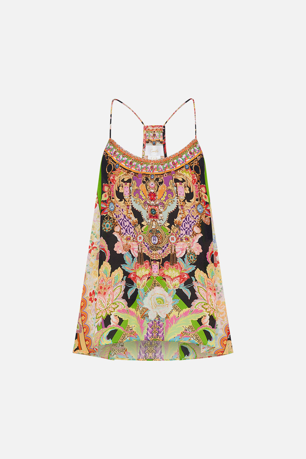 Product view of CAMILLA silk top in Sundowners in Sicily print 