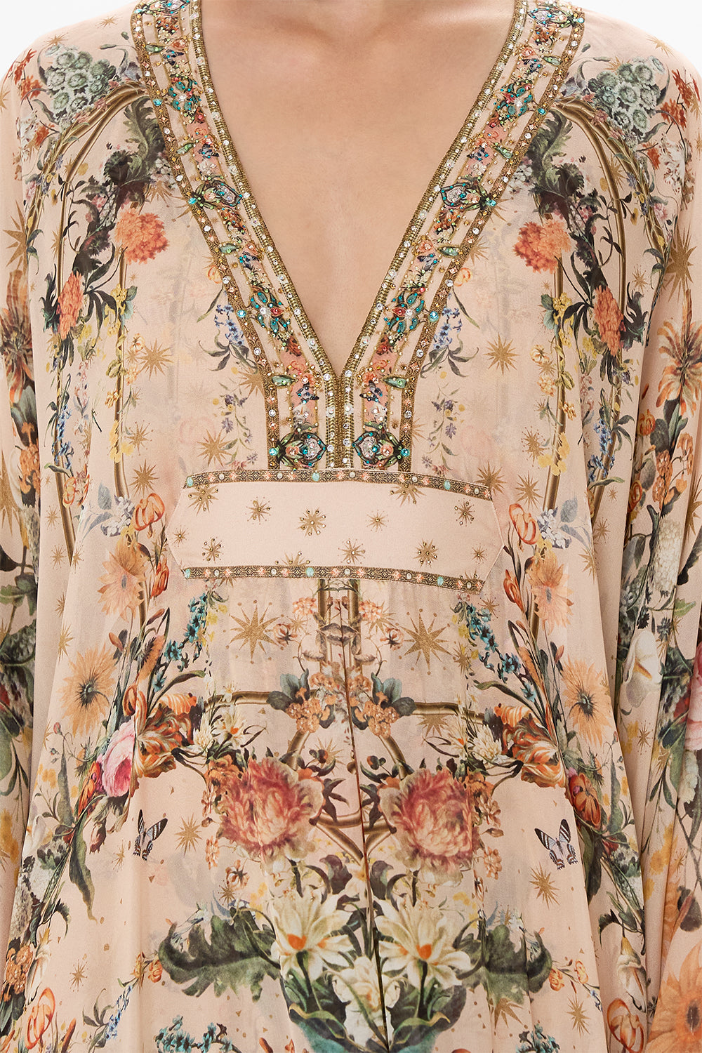 CAMILLA silk kaftan in Rose Garden Revolution print