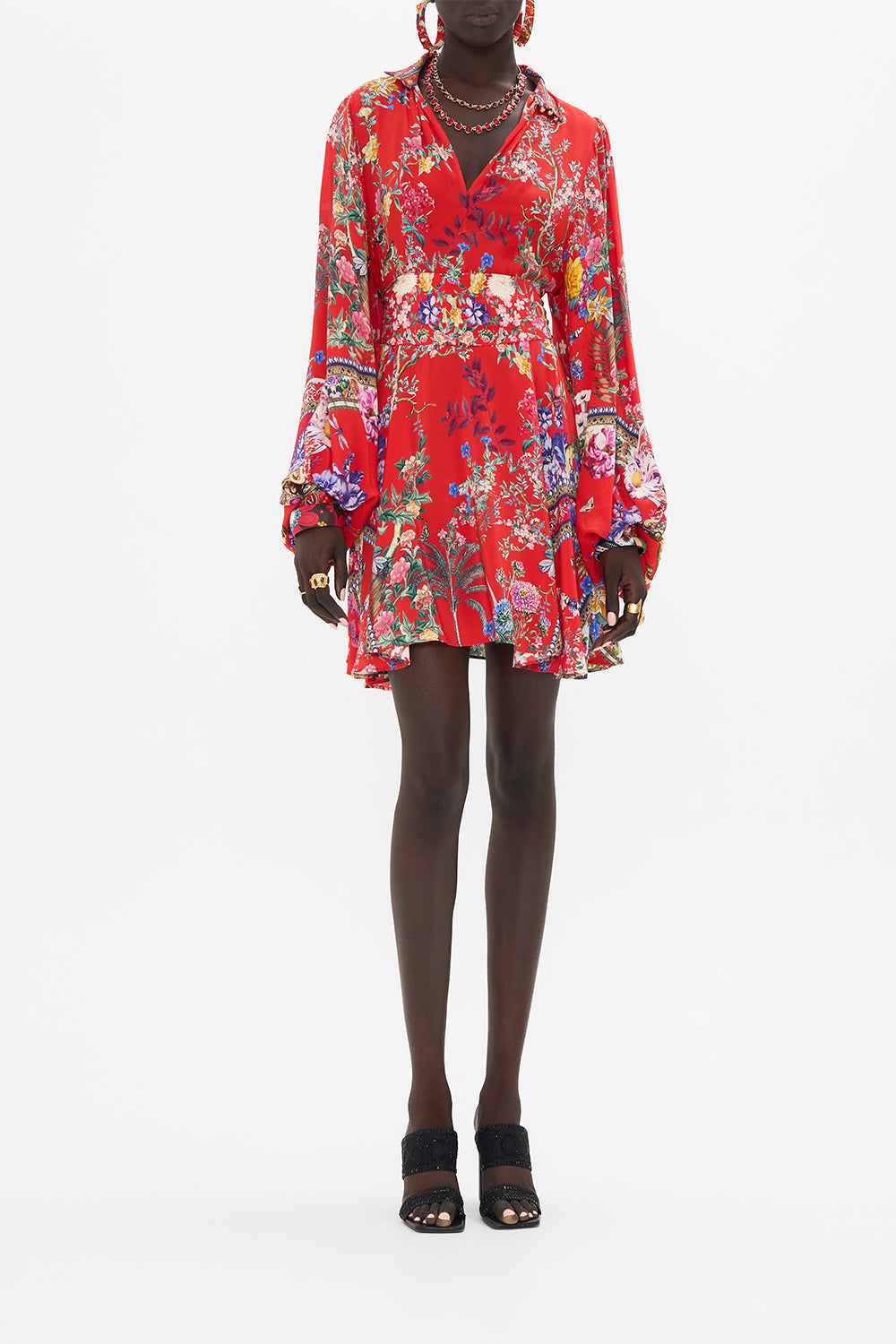 CAMILLA floral print mini dress in The Summer Palace print