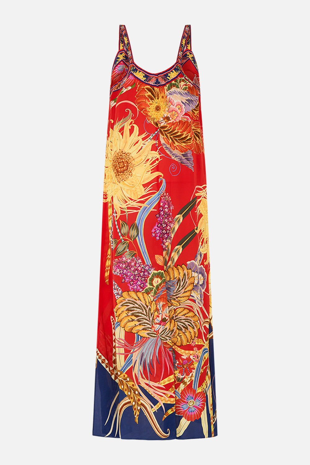 CAMILLA silk slip dress in Through Vincents Eyes print