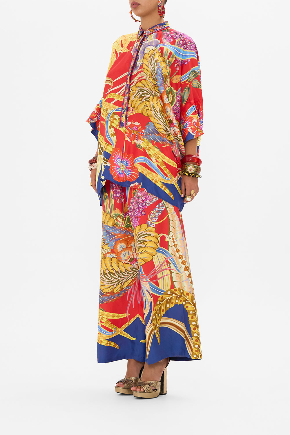 CAMILLA floral print batwing shirt in Through Vincents Eyes print