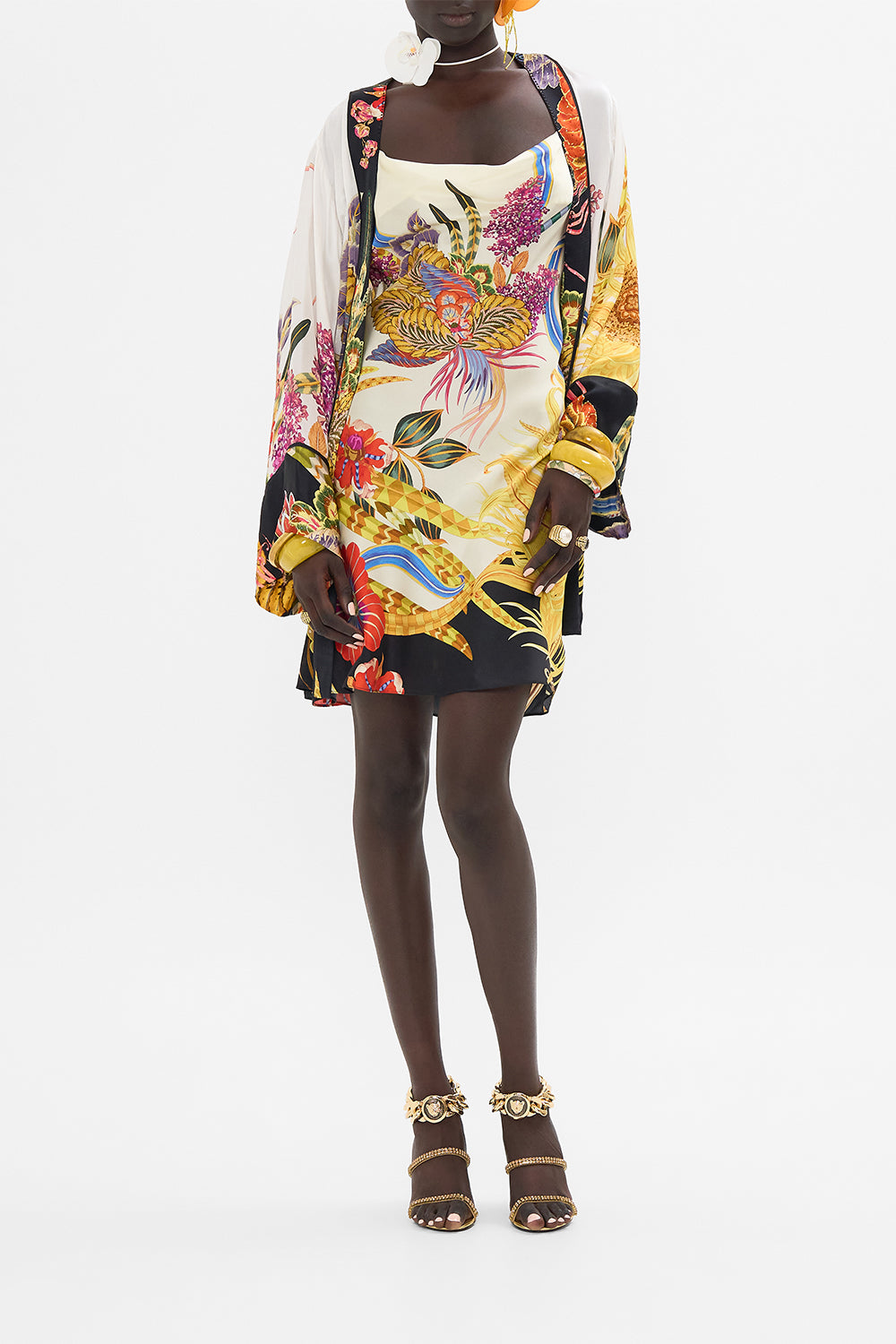 CAMILLA shirt silk kimono in Sunflowers On My Mind print