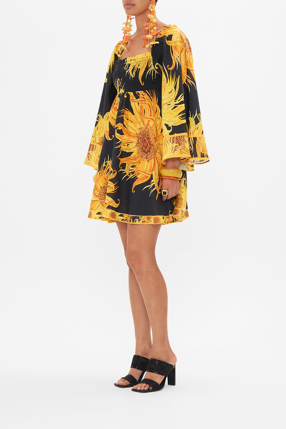 CAMILLA smocked mini dress in Make Me Your Masterpiece print 