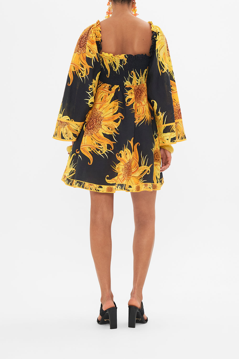 CAMILLA smocked mini dress in Make Me Your Masterpiece print 