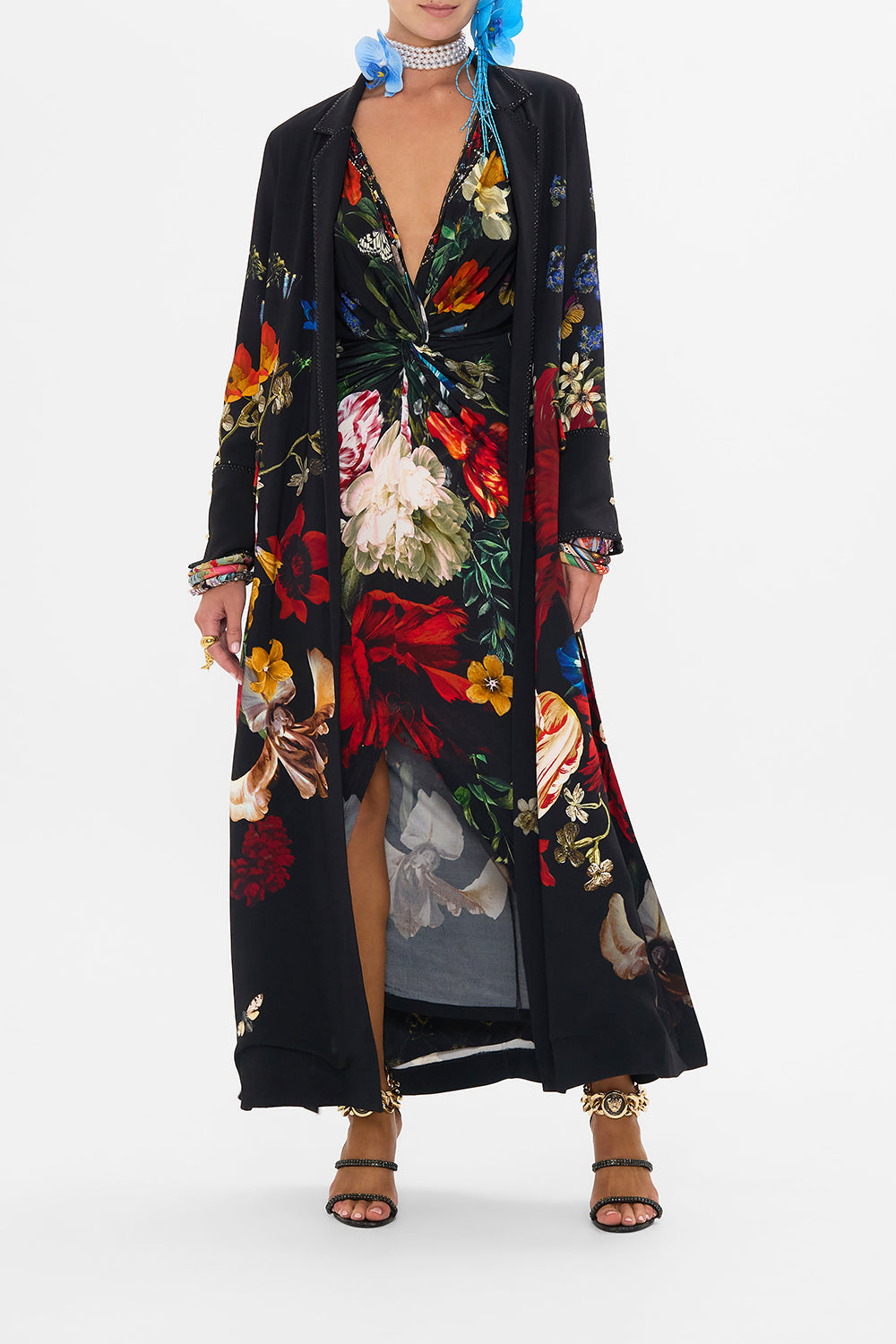 CAMILLA floral print coat in A Still Life print
