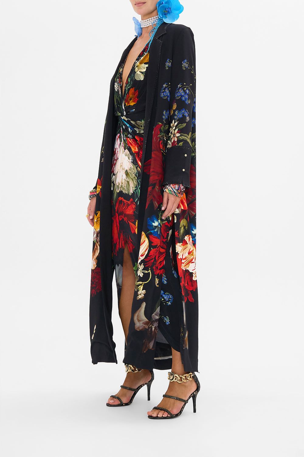 CAMILLA floral print coat in A Still Life print