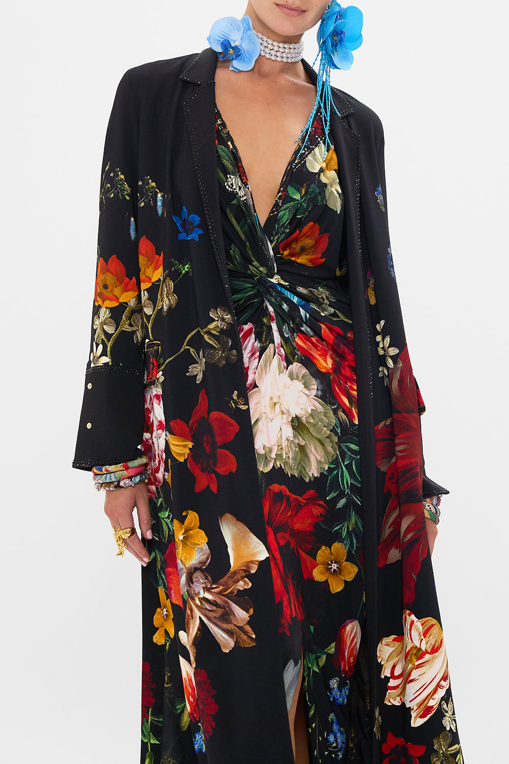 CAMILLA floral print coat in A Still Life print