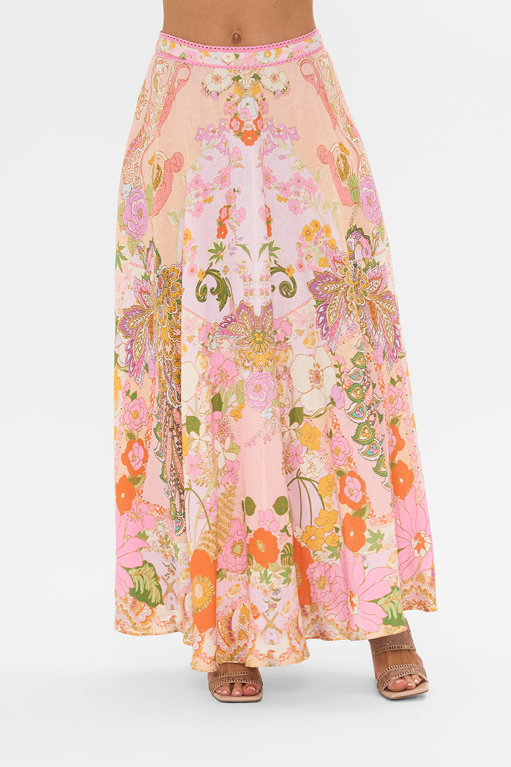 CAMILLA floral print maxi skirt in Clever Clogs print