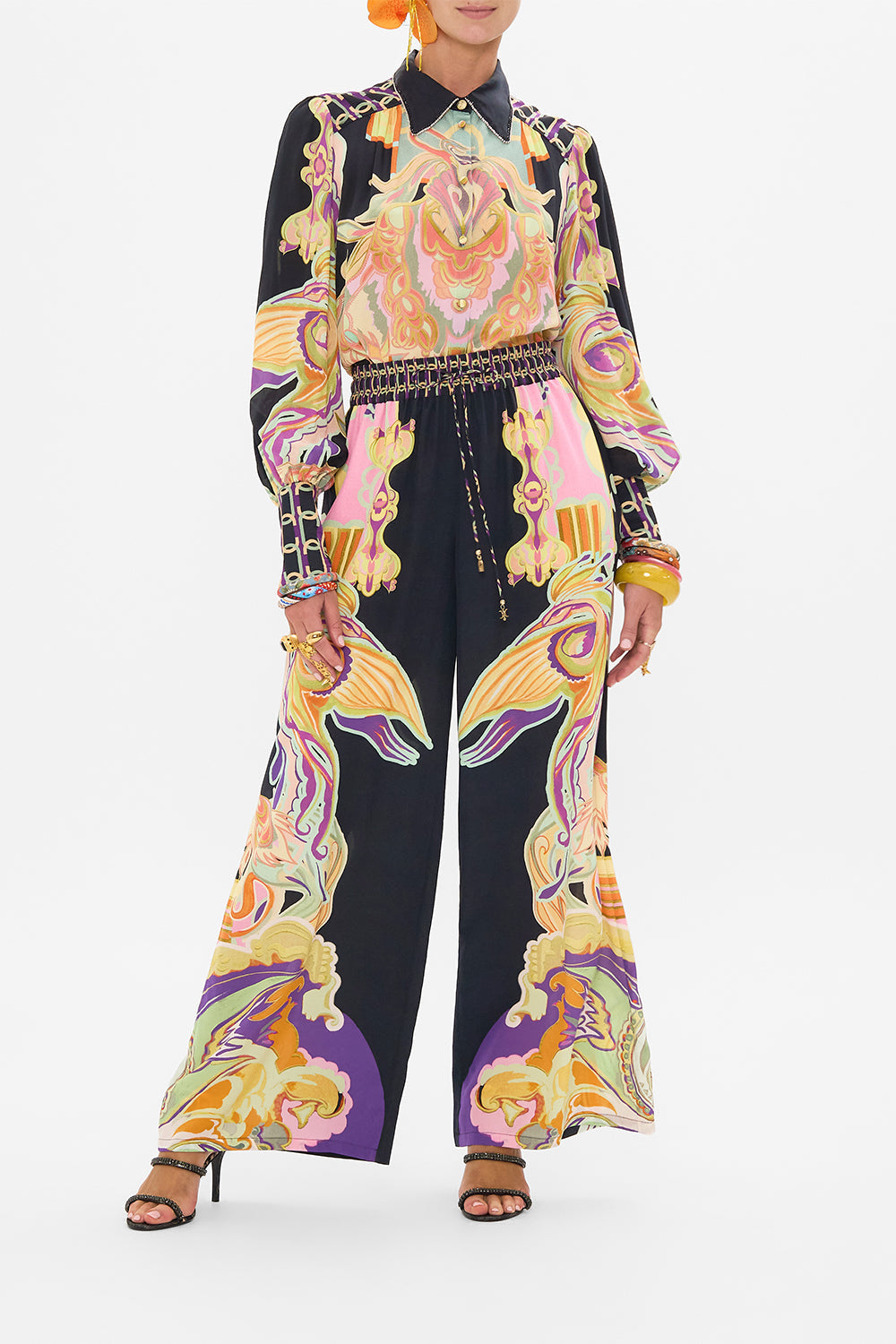 CAMILLA silk pants in Club Cinemania print