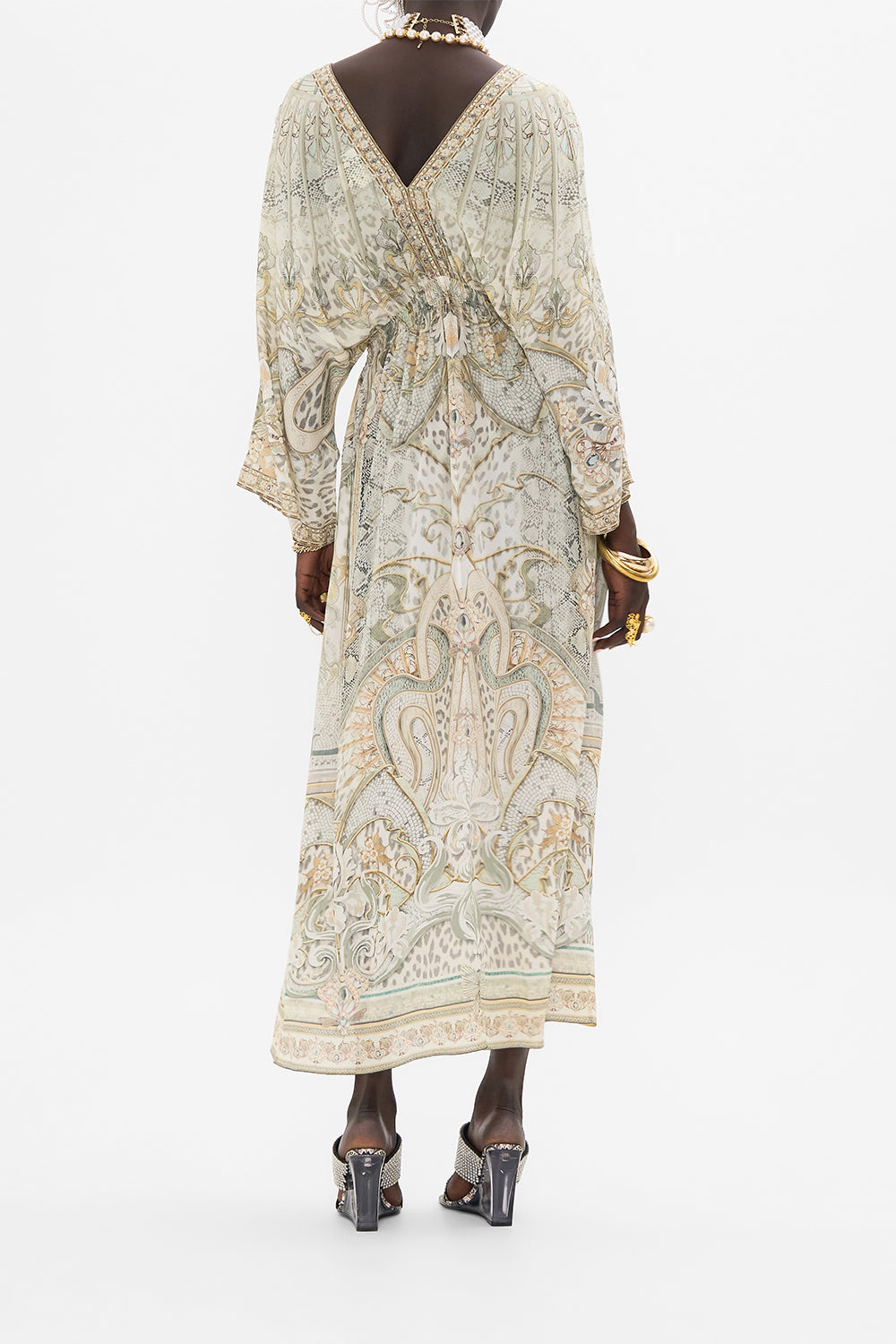 CAMILLA maxi dress in Ivory Tower Tales print