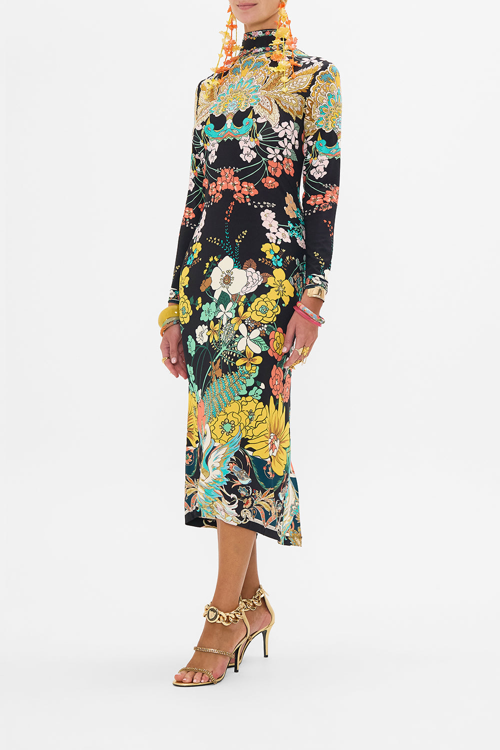 CAMILLA jersey turtleneck in We Wore Folklore print