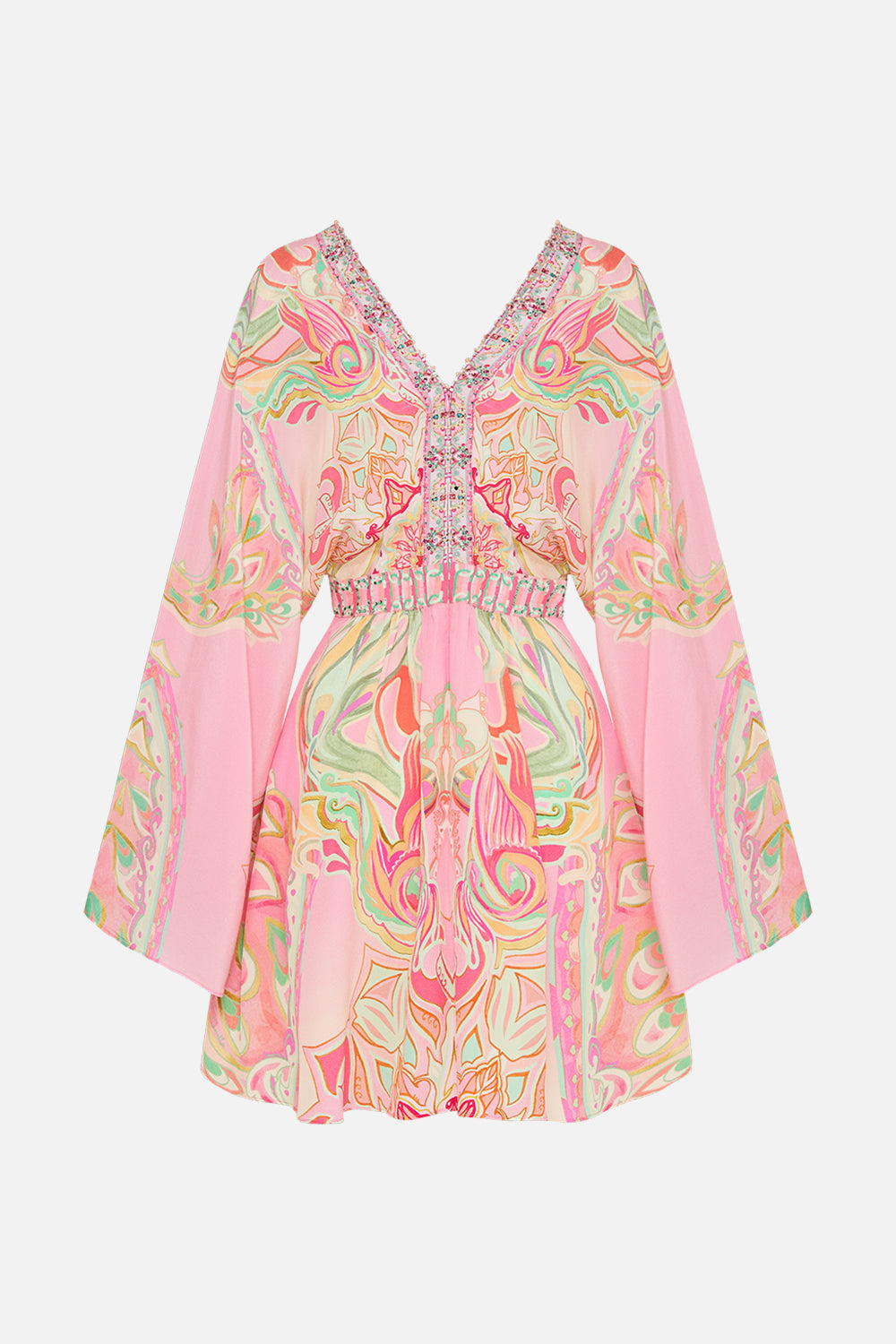 CAMILLA silk mini dress in Tea Wth Tuchinski print