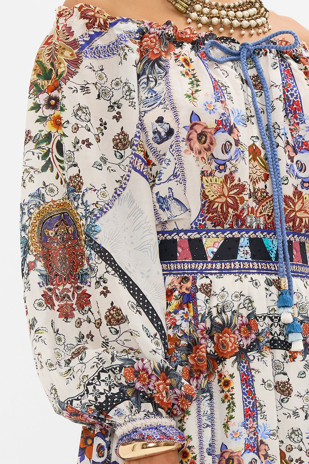 CAMILLA silk blouse in My Folk Art Heart print 