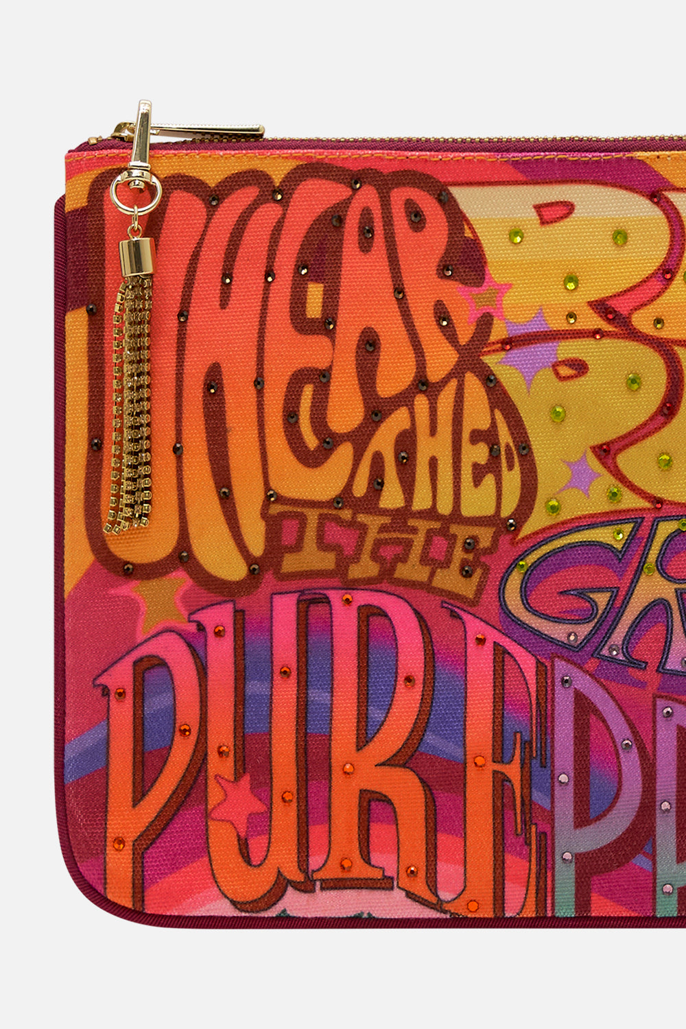 CAMILLA  printed clutch bag in Pure Prism print 