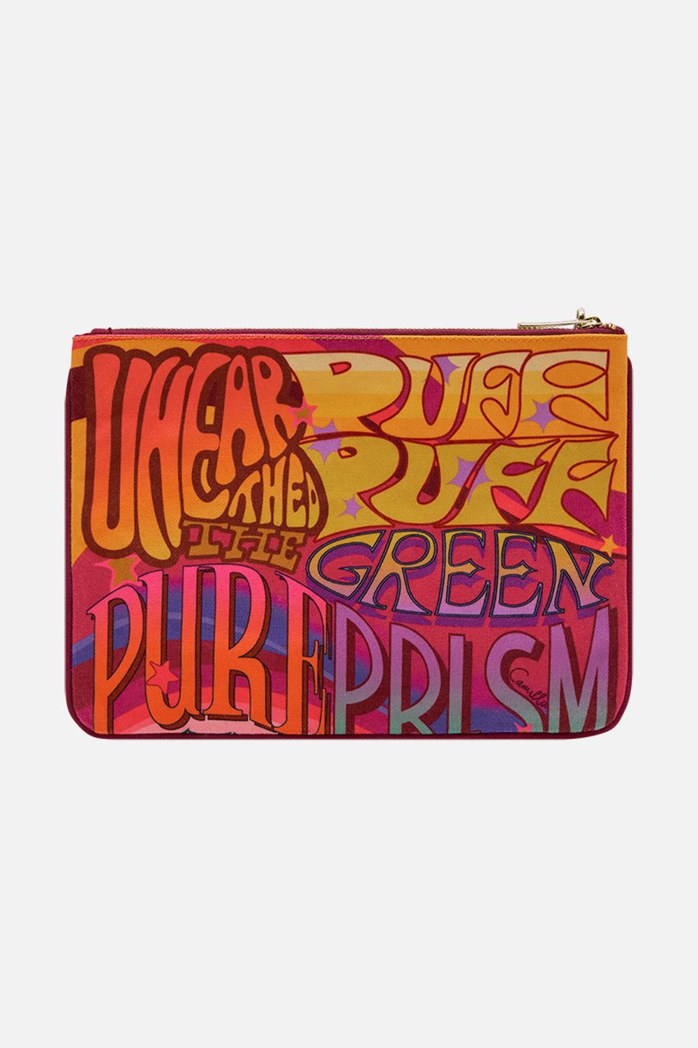 CAMILLA  printed clutch bag in Pure Prism print 