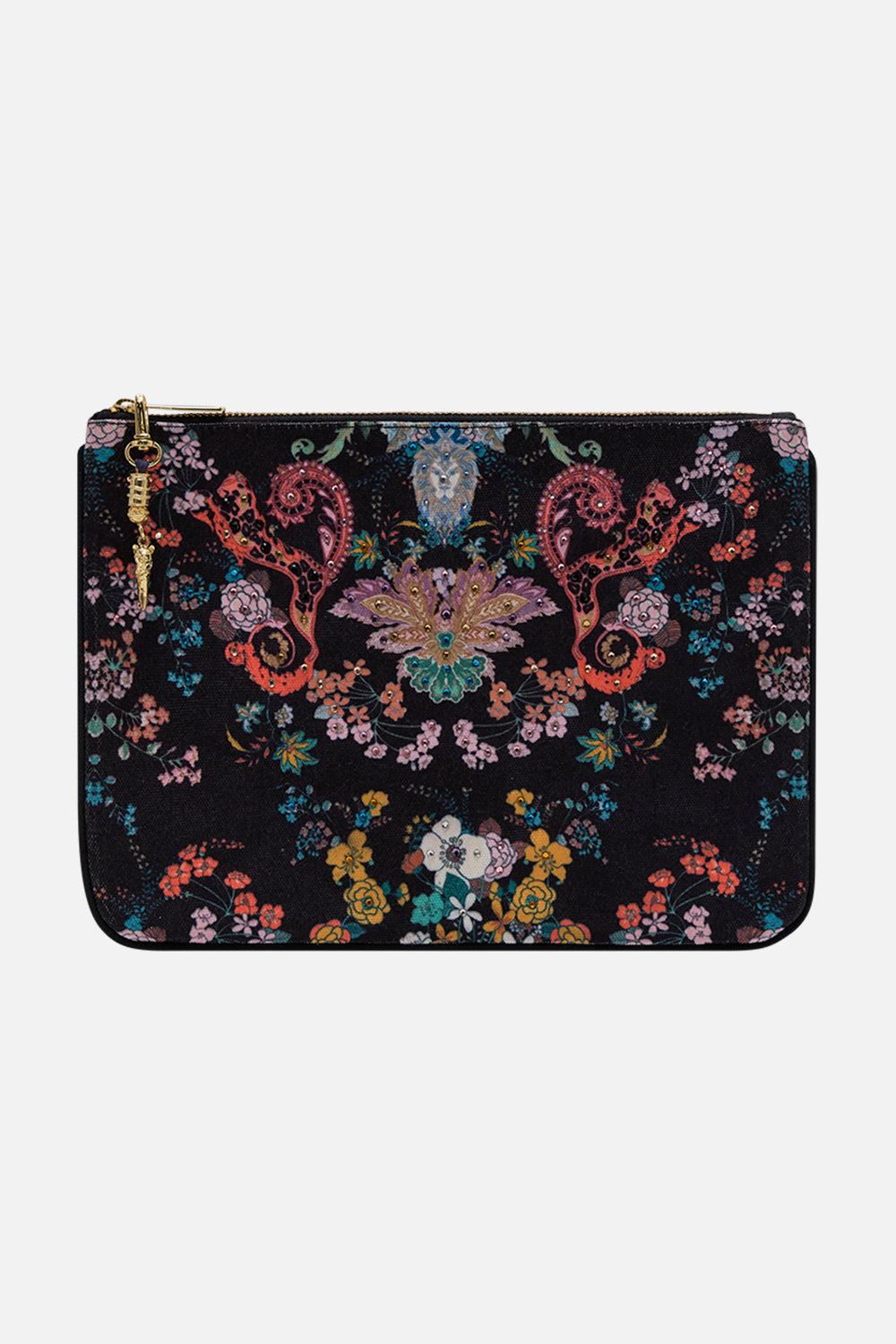 CAMILLA clutch bag in We Wore Folklore print