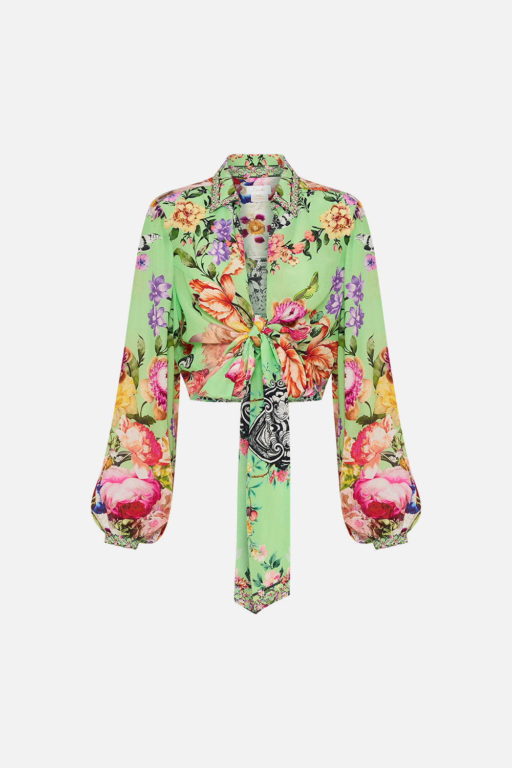CAMILLA wrap shirt in Porcelain Dream print