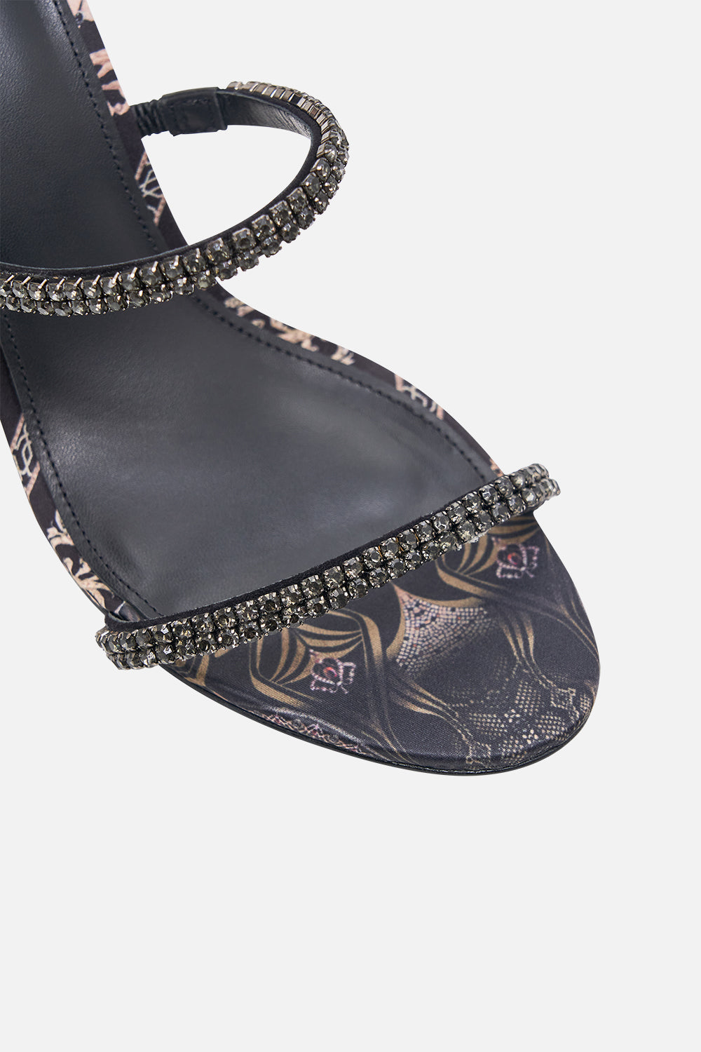 CAMILLA heels in Nouveau Noir print