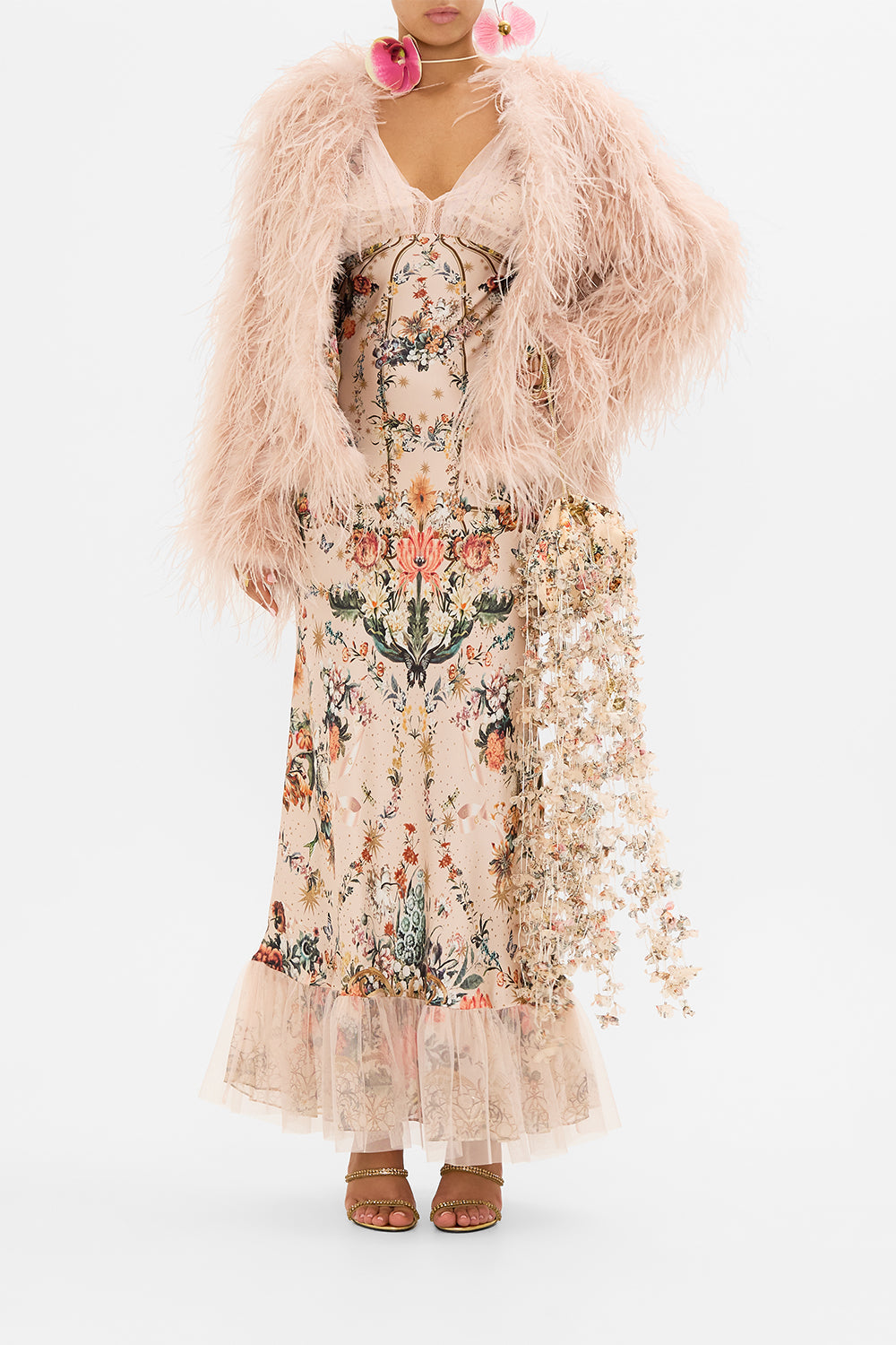 CAMILLA drawtring pouch in Rose gardent Revolution print