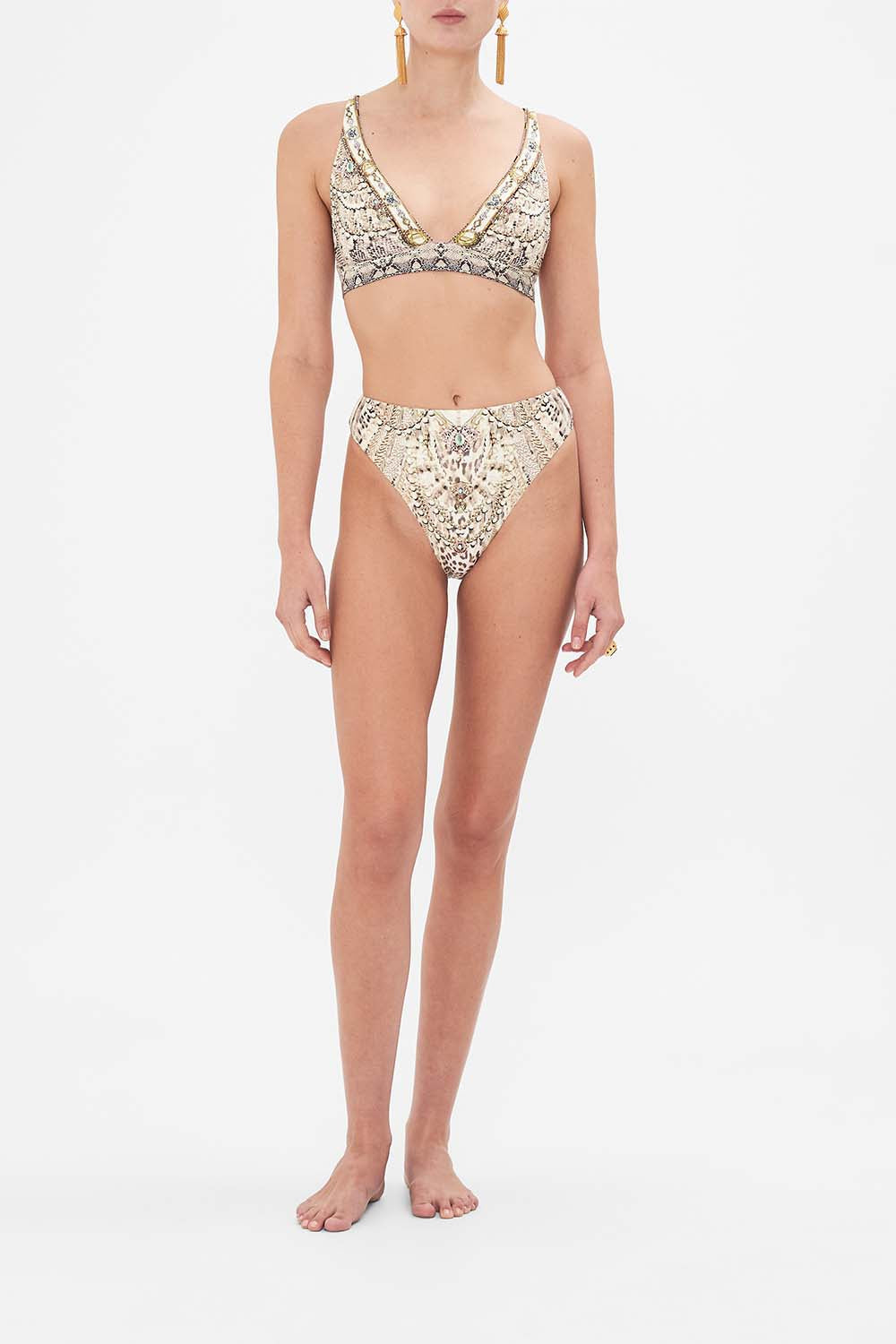 The CAMILLA HIGH WAIST HIGH LEG BRIEF LOOKING GLASS HOUSES in our LOOKING GLASS HOUSES print.