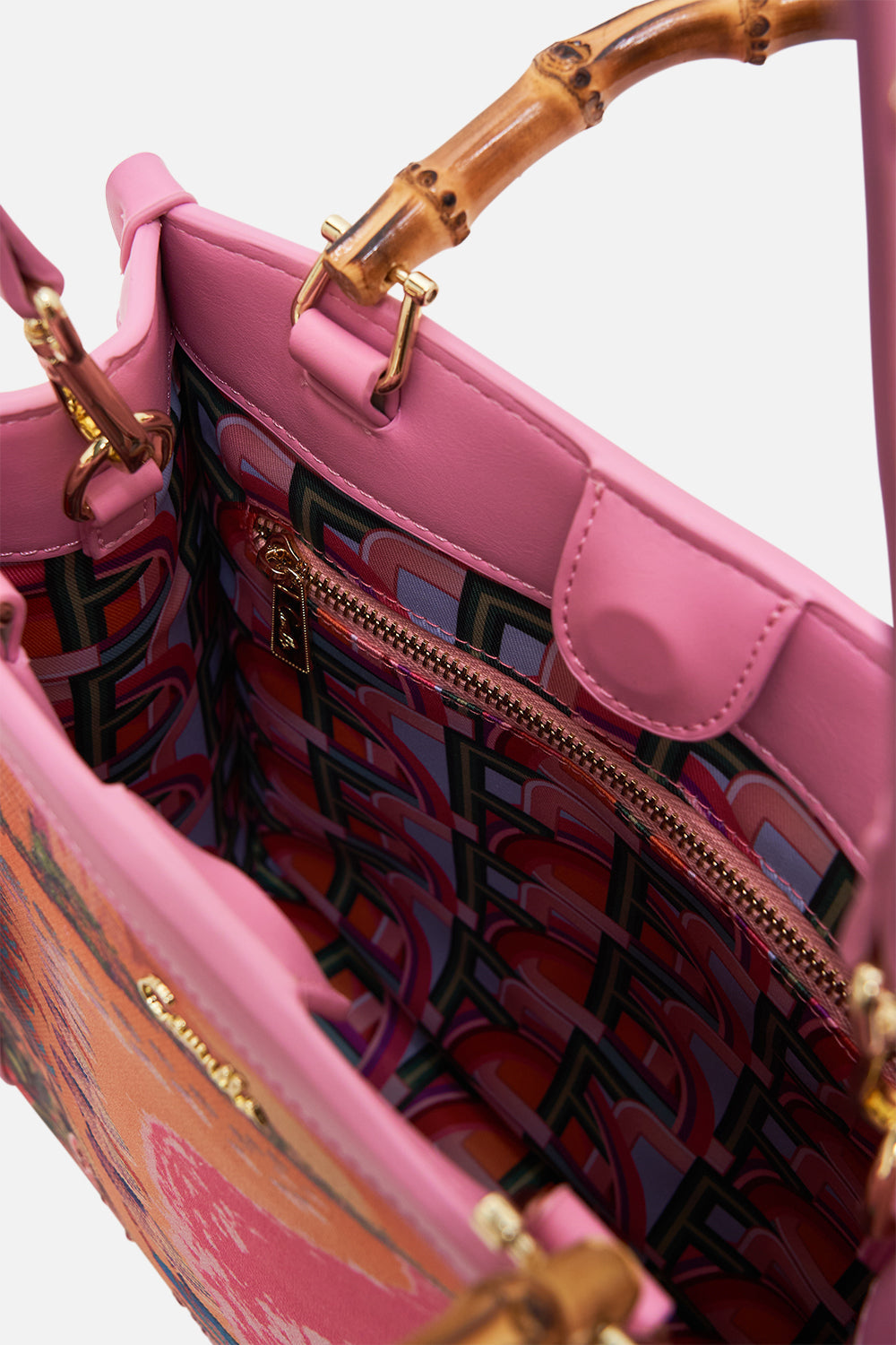 Product view of CAMILLA printed tote bag in Capri Me print 