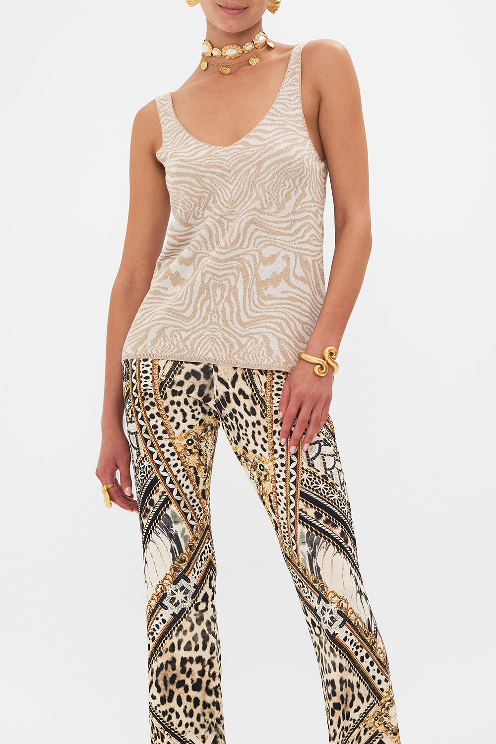 The CAMILLA KNIT CAMI MOSAIC MUSE in our  print.