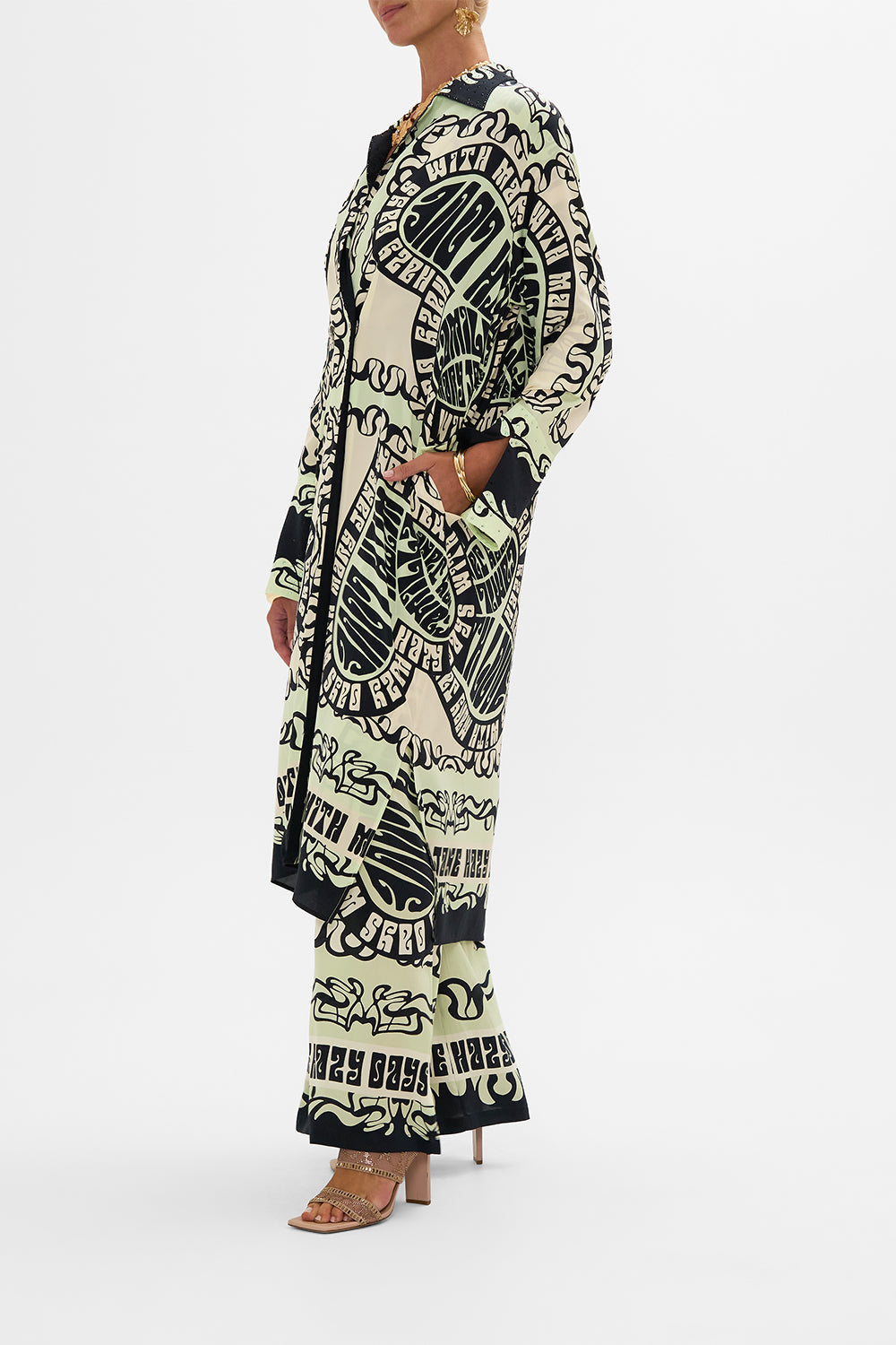 The CAMILLA SPLIT CUFF SOFT COAT DOUBLE DUTCH in our  print.