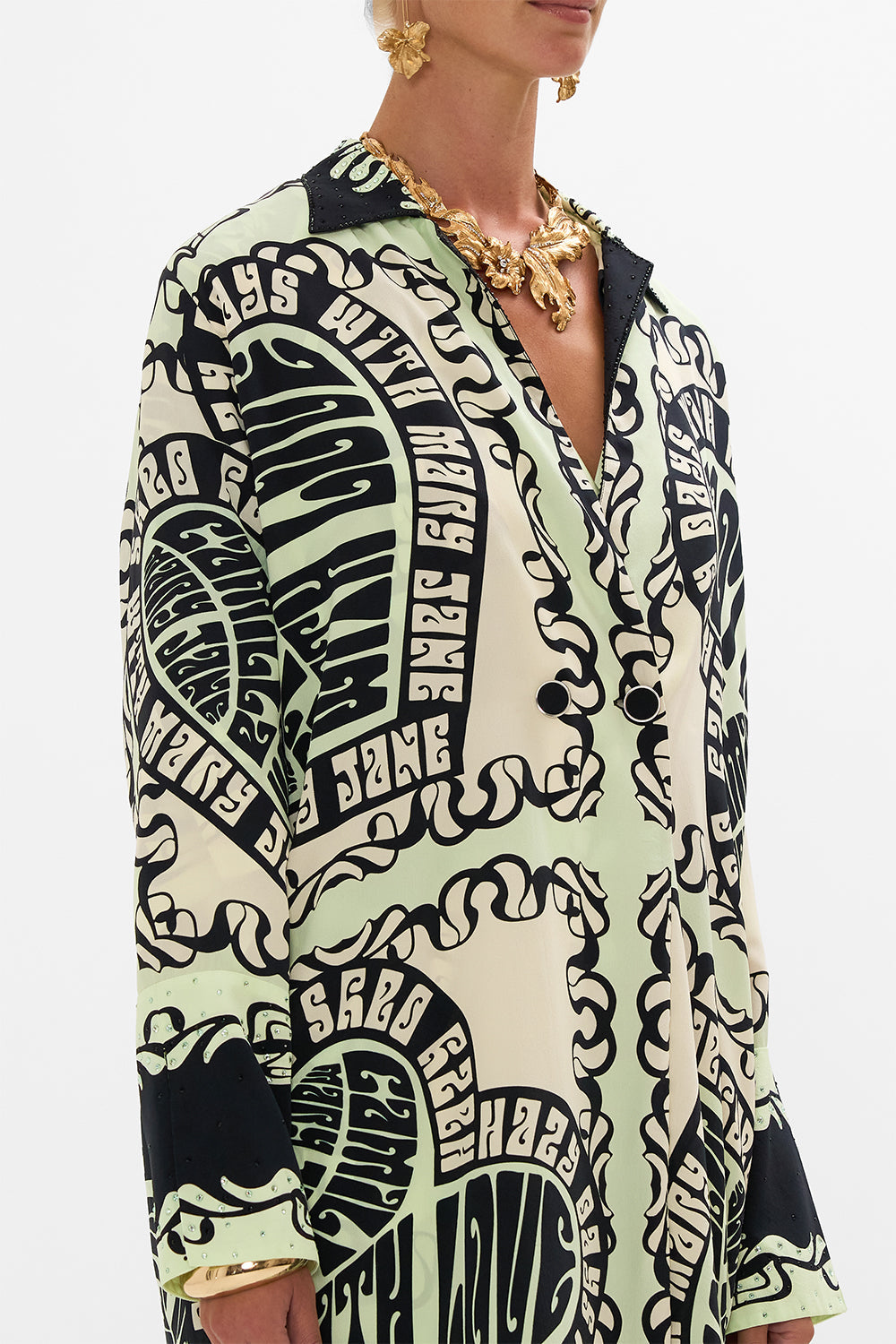 The CAMILLA SPLIT CUFF SOFT COAT DOUBLE DUTCH in our  print.