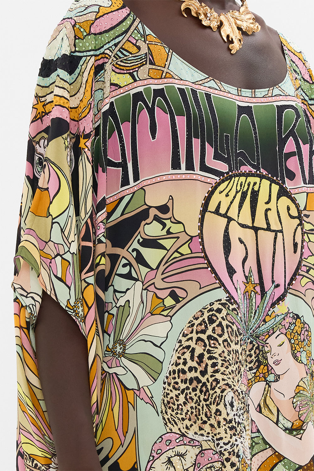 CAMILLA silk kaftan in Day Trippin print