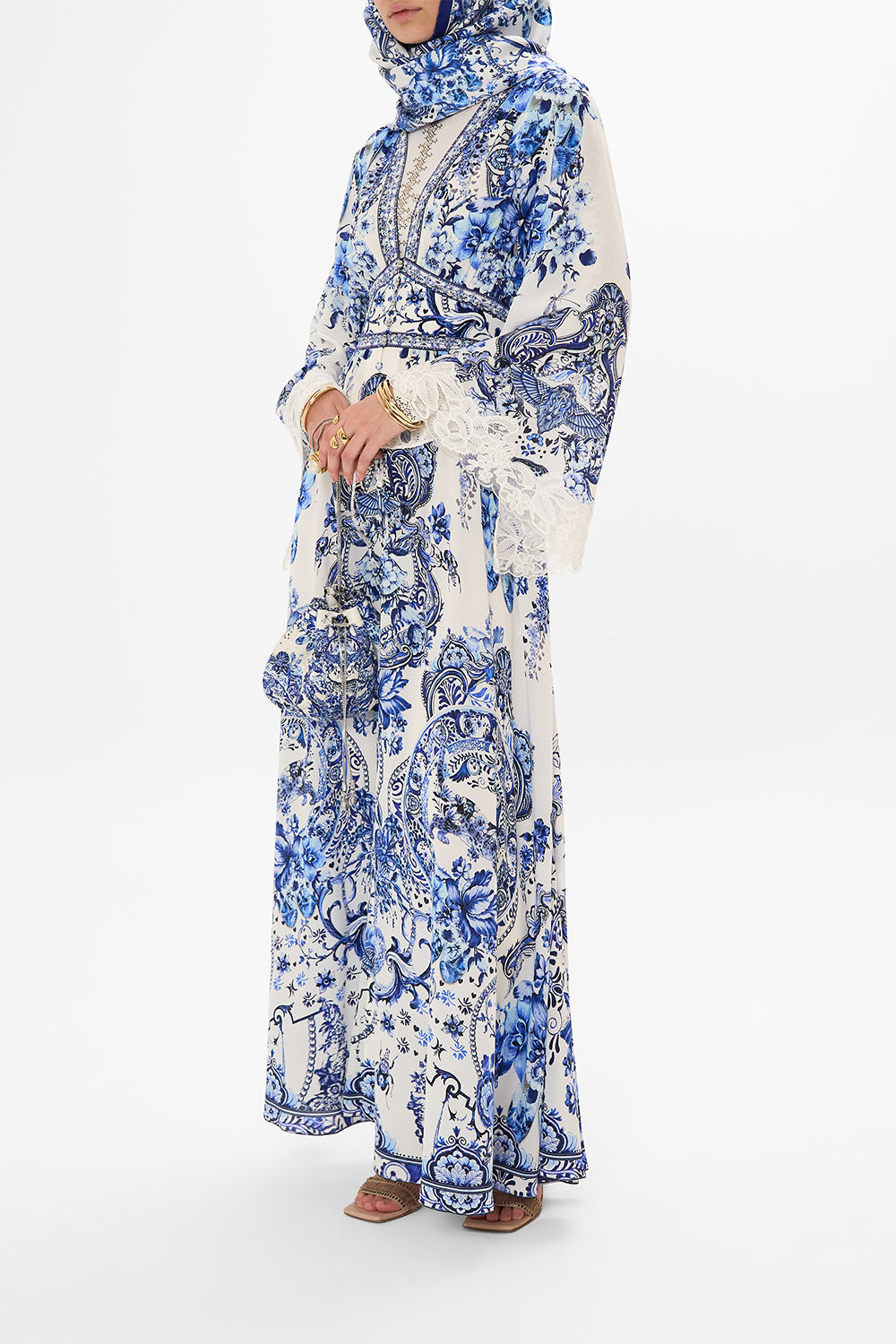 KIMONO SLEEVE DRESS WITH SHIRRING DETAIL GLAZE AND GRAZE