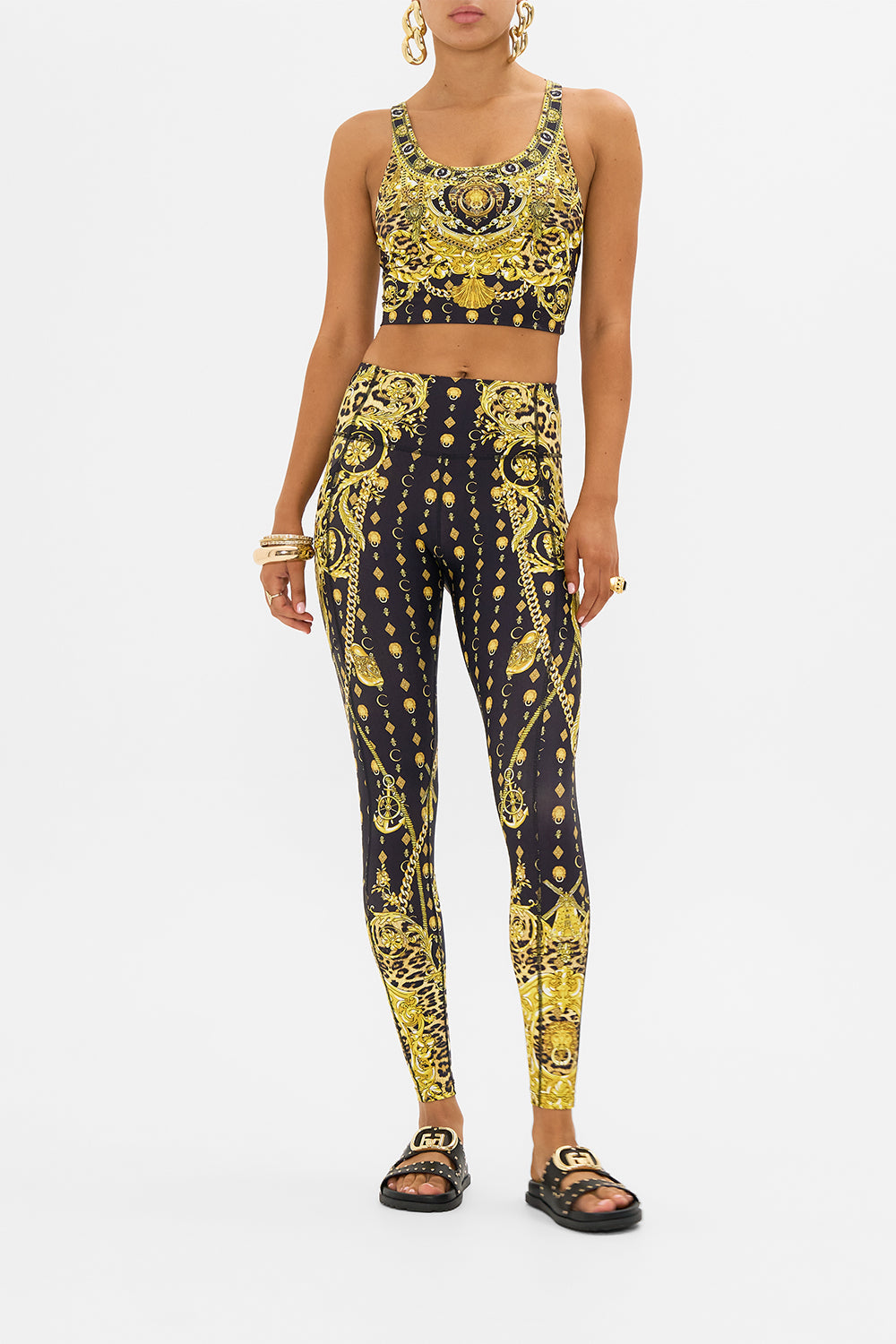 CAMILLA racer back crop top in Nouveau Nature print
