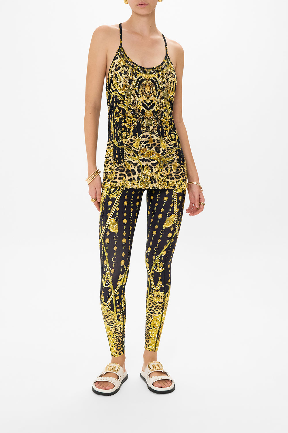 CAMILLA activewear tank in Nouveau Noir print